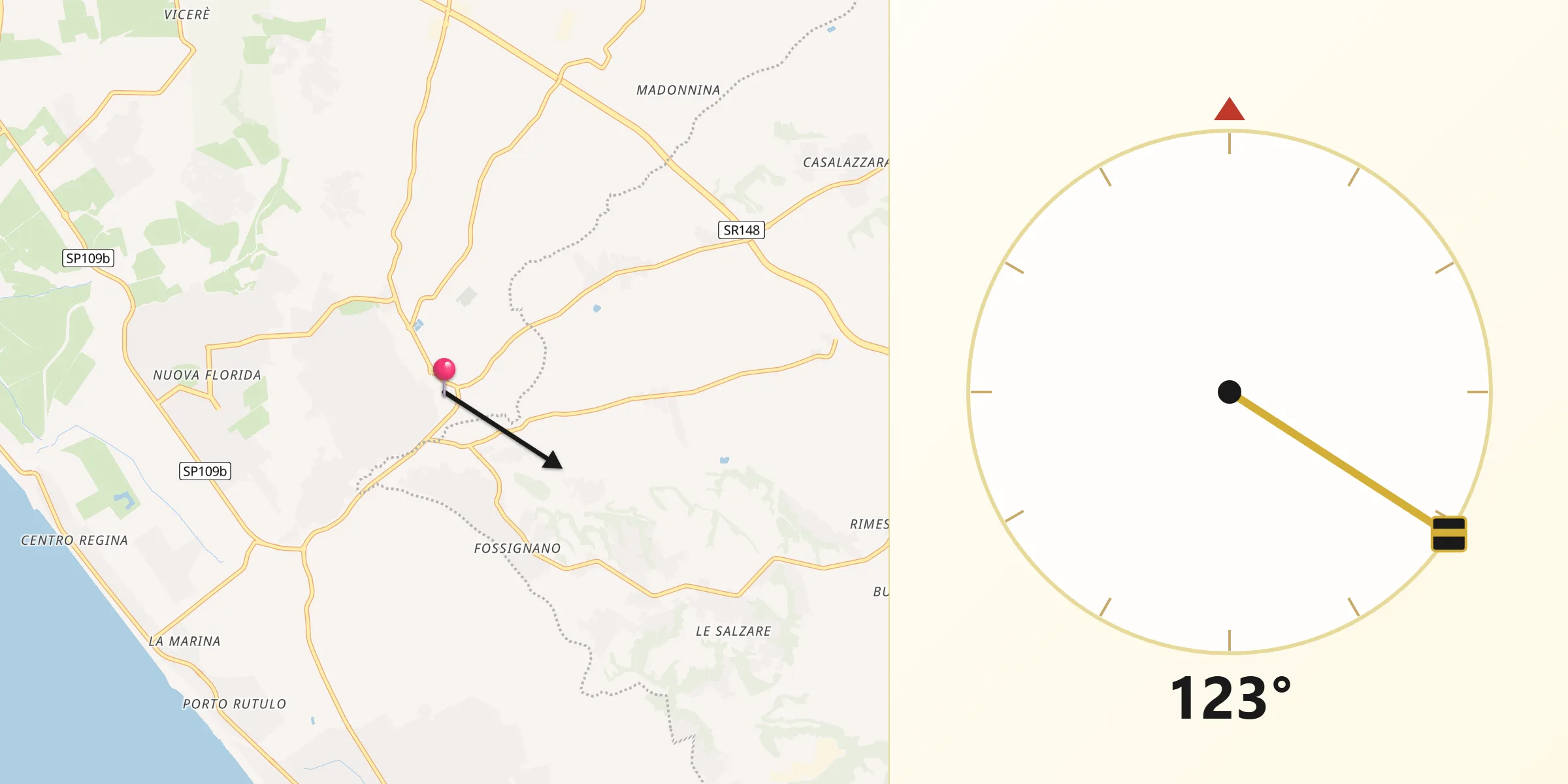 Direzione della Qibla da Ardea