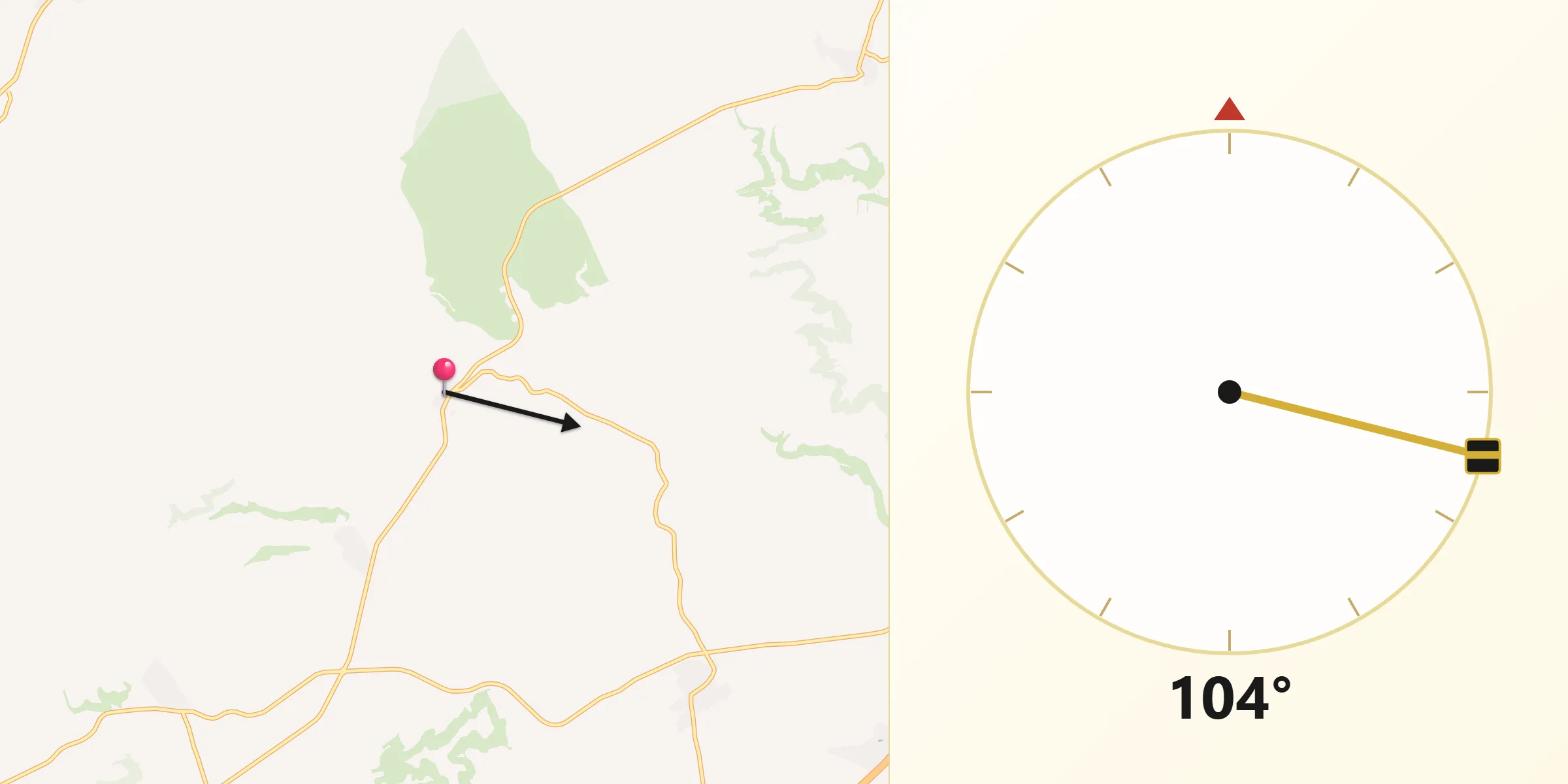Dirección de la Qibla desde Robladillo