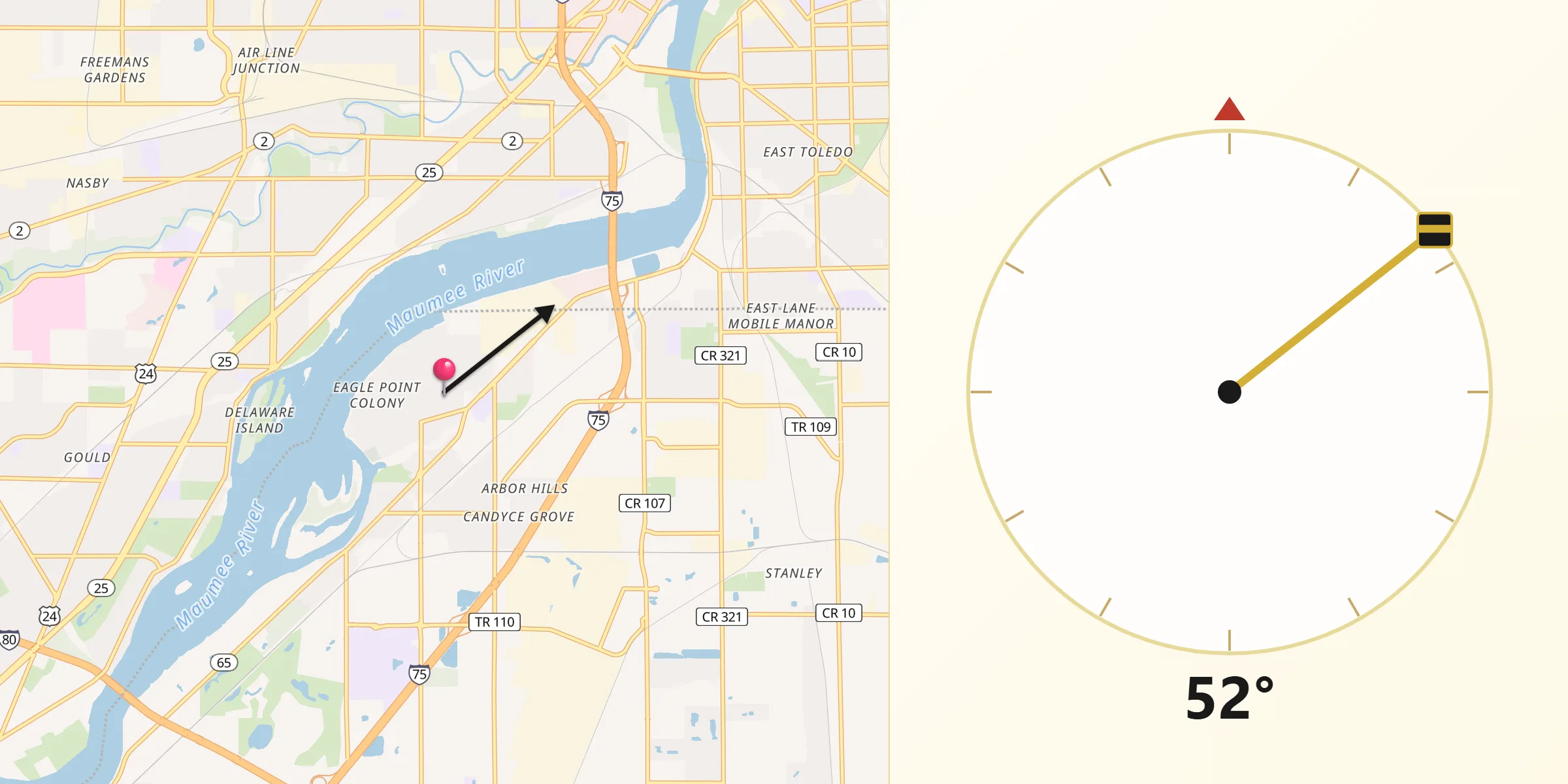 Qibla Direction from Rossford