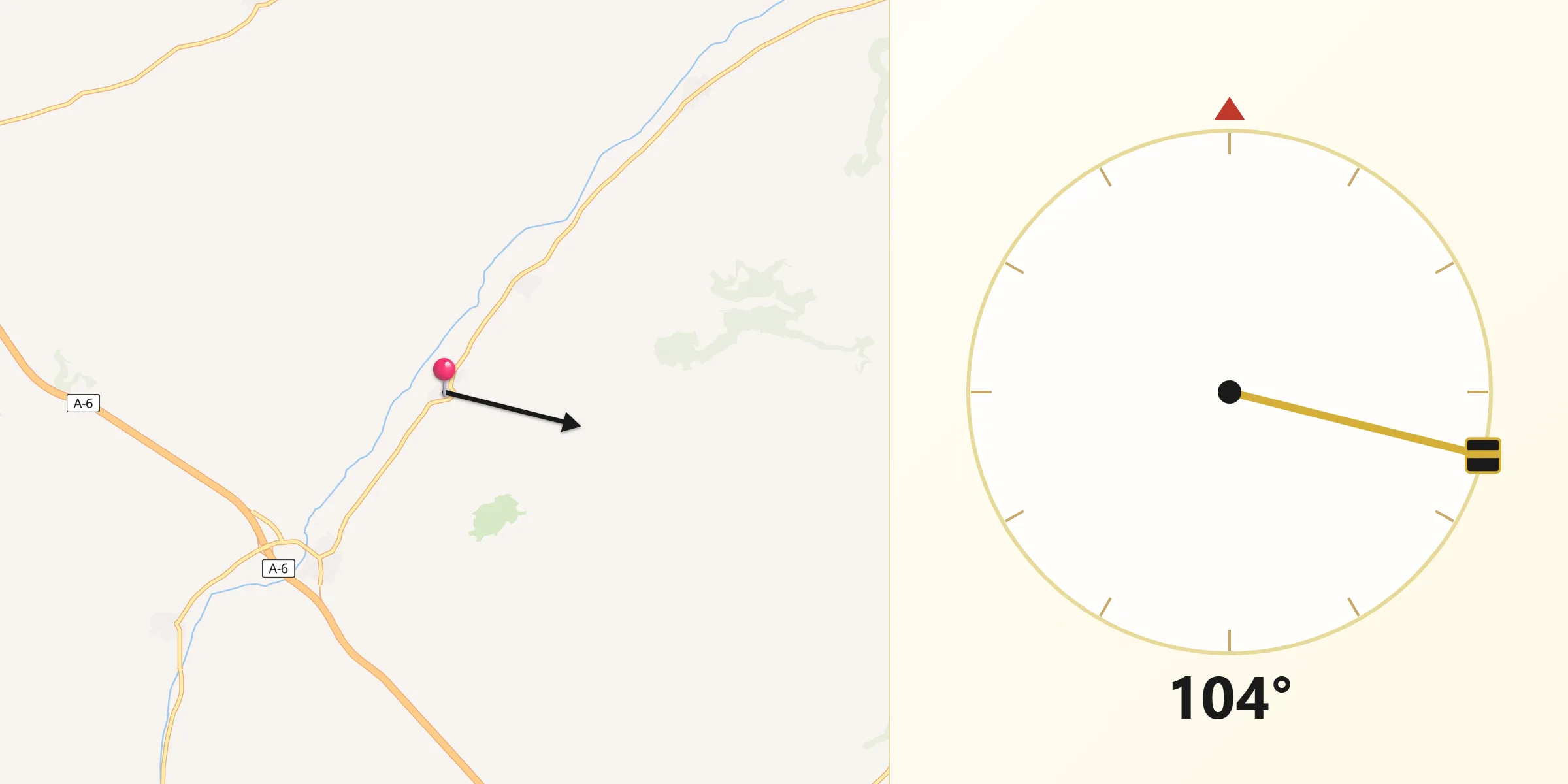 Dirección de la Qibla desde Gallegos de Hornija