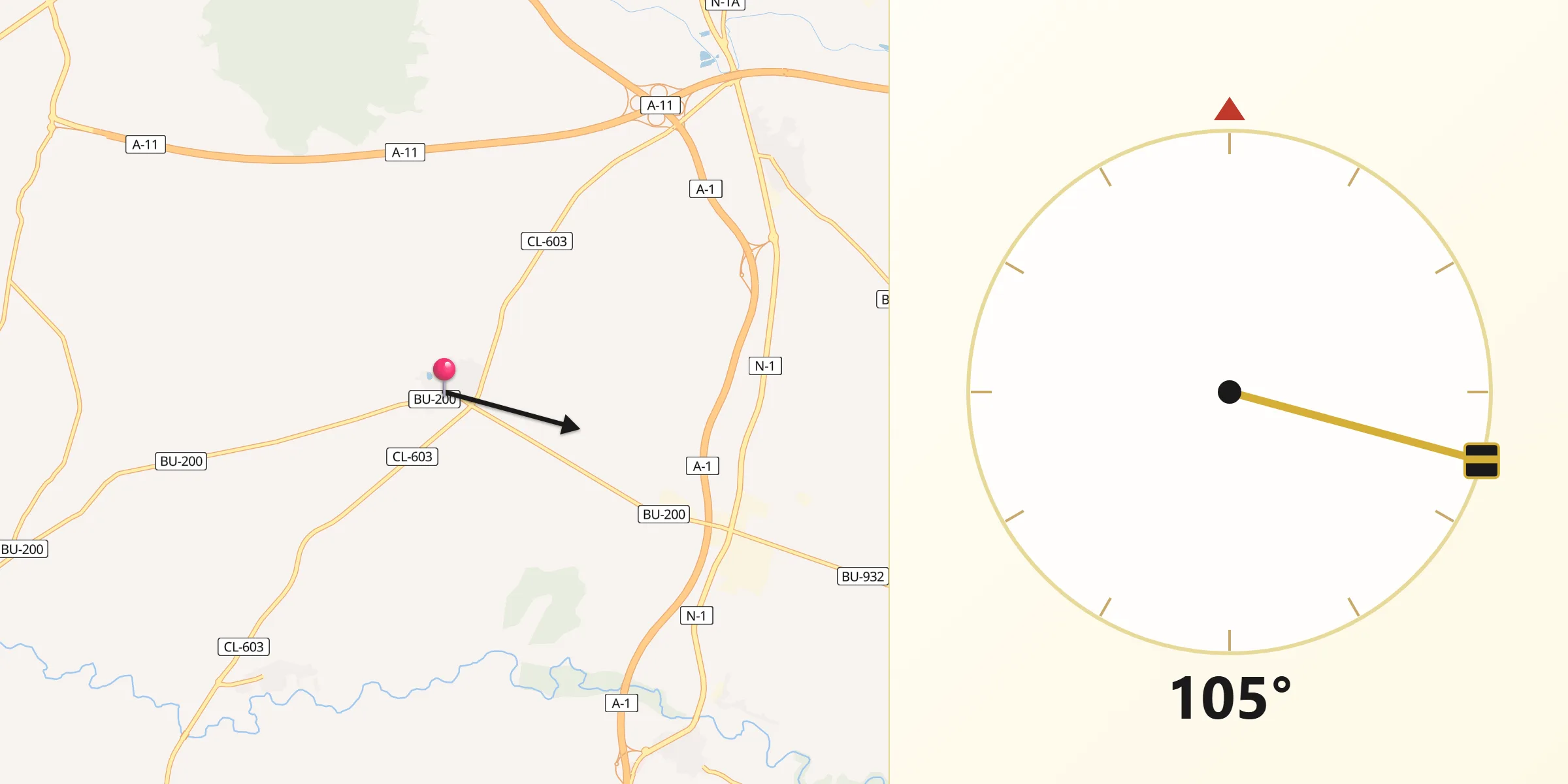 Dirección de la Qibla desde Campillo de Aranda