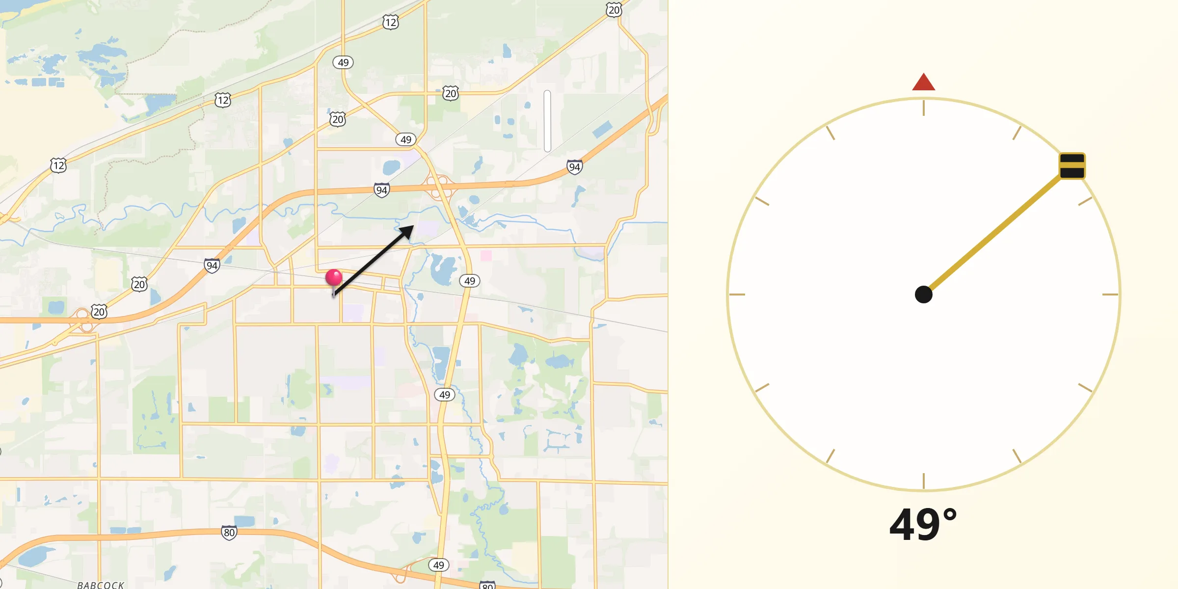 Qibla Direction from Chesterton