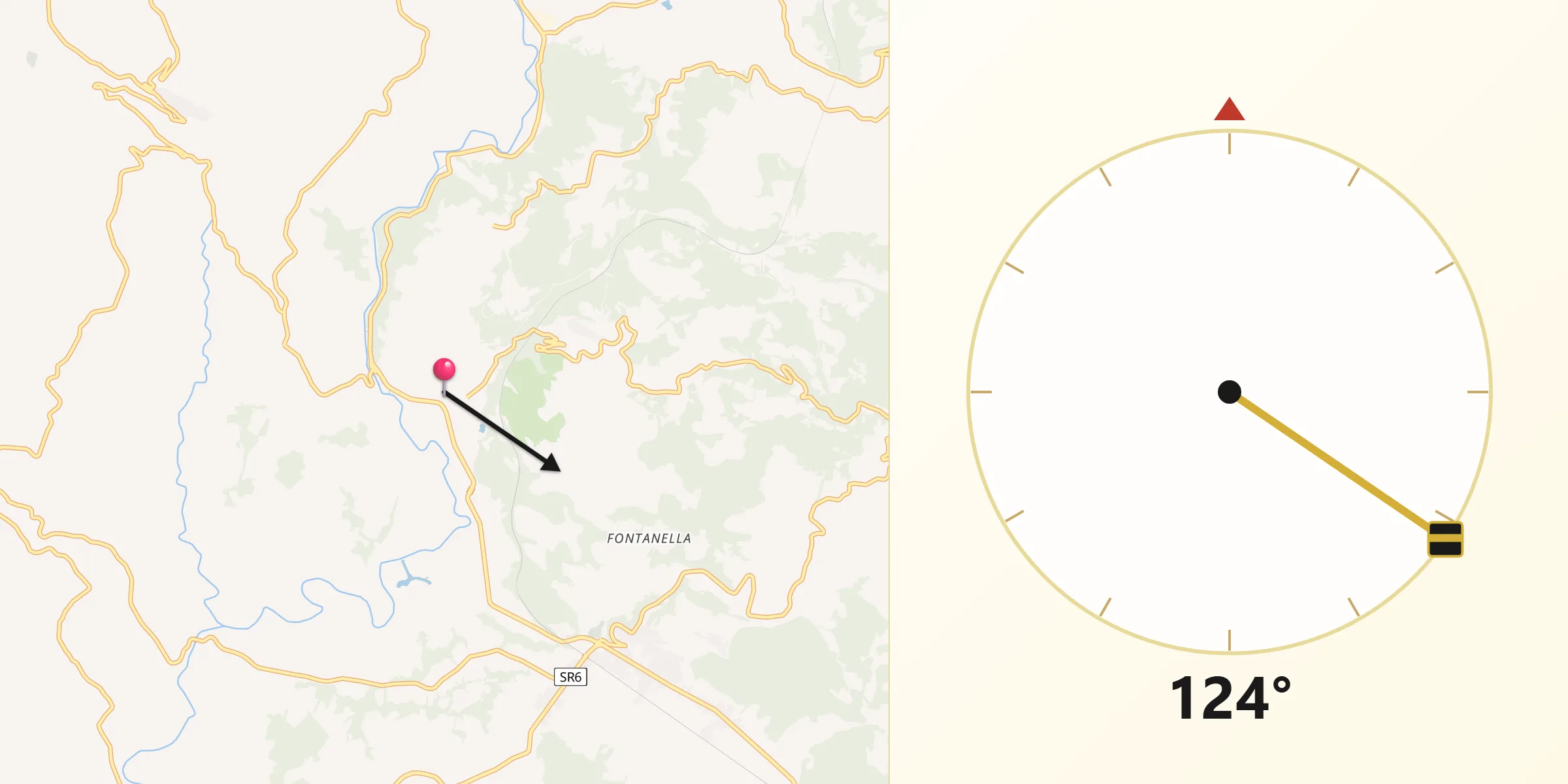Direzione della Qibla da Collefontana-Fontana Liri Inferiore