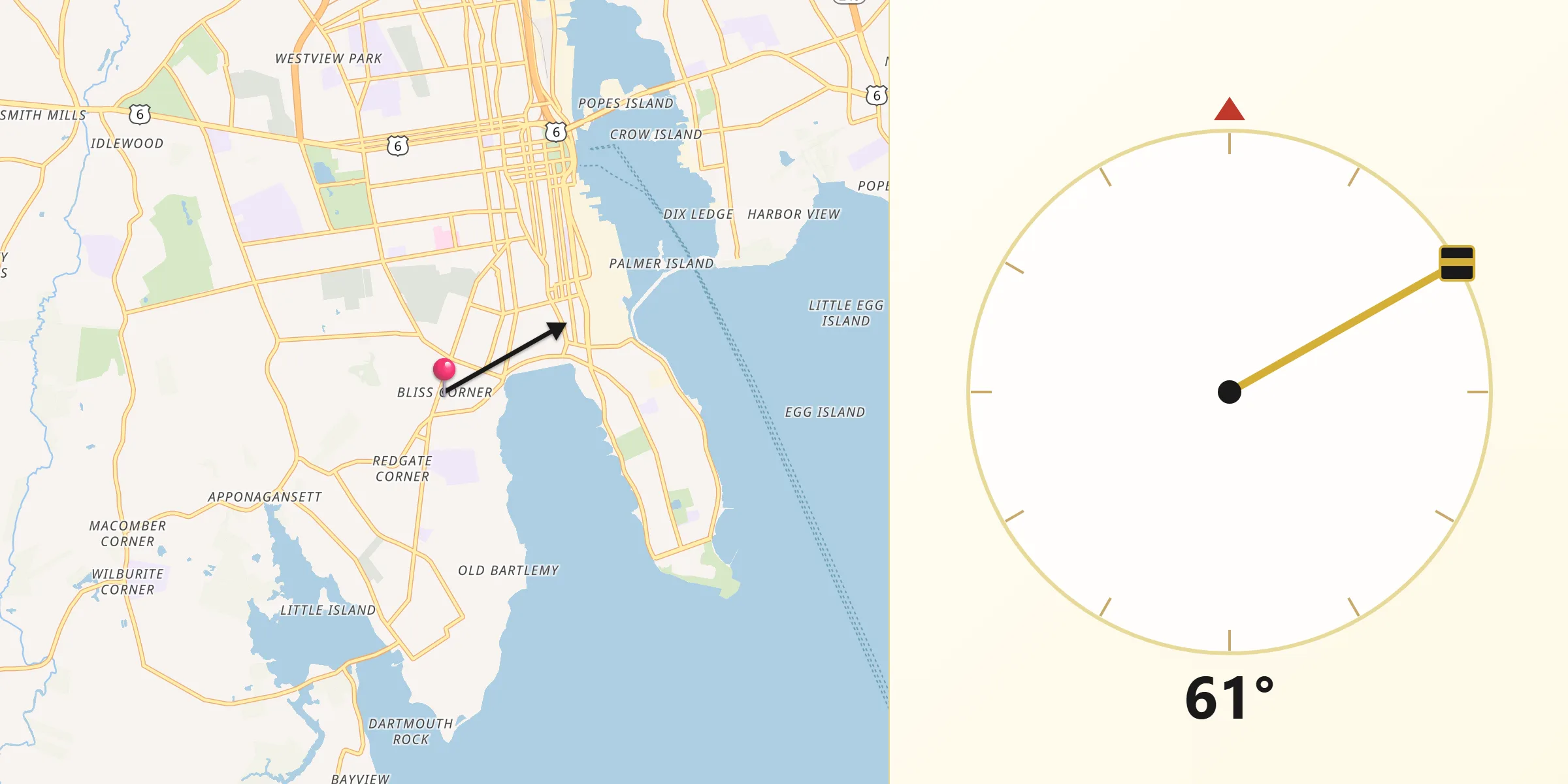 Qibla Direction from Bliss Corner