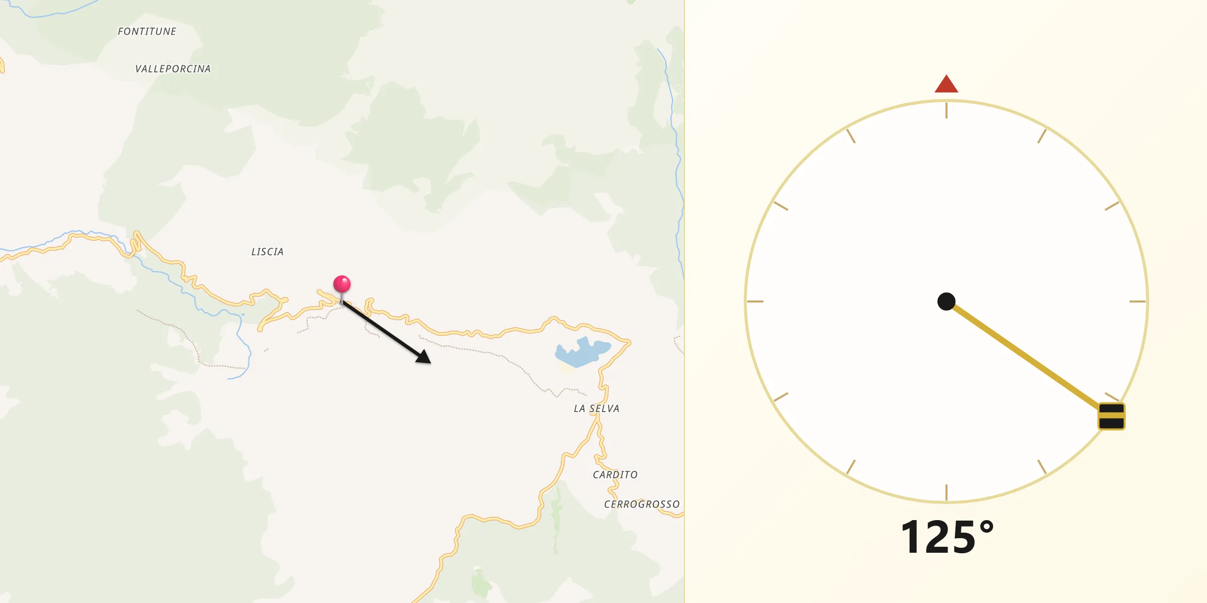 Direzione della Qibla da San Biagio Saracinisco
