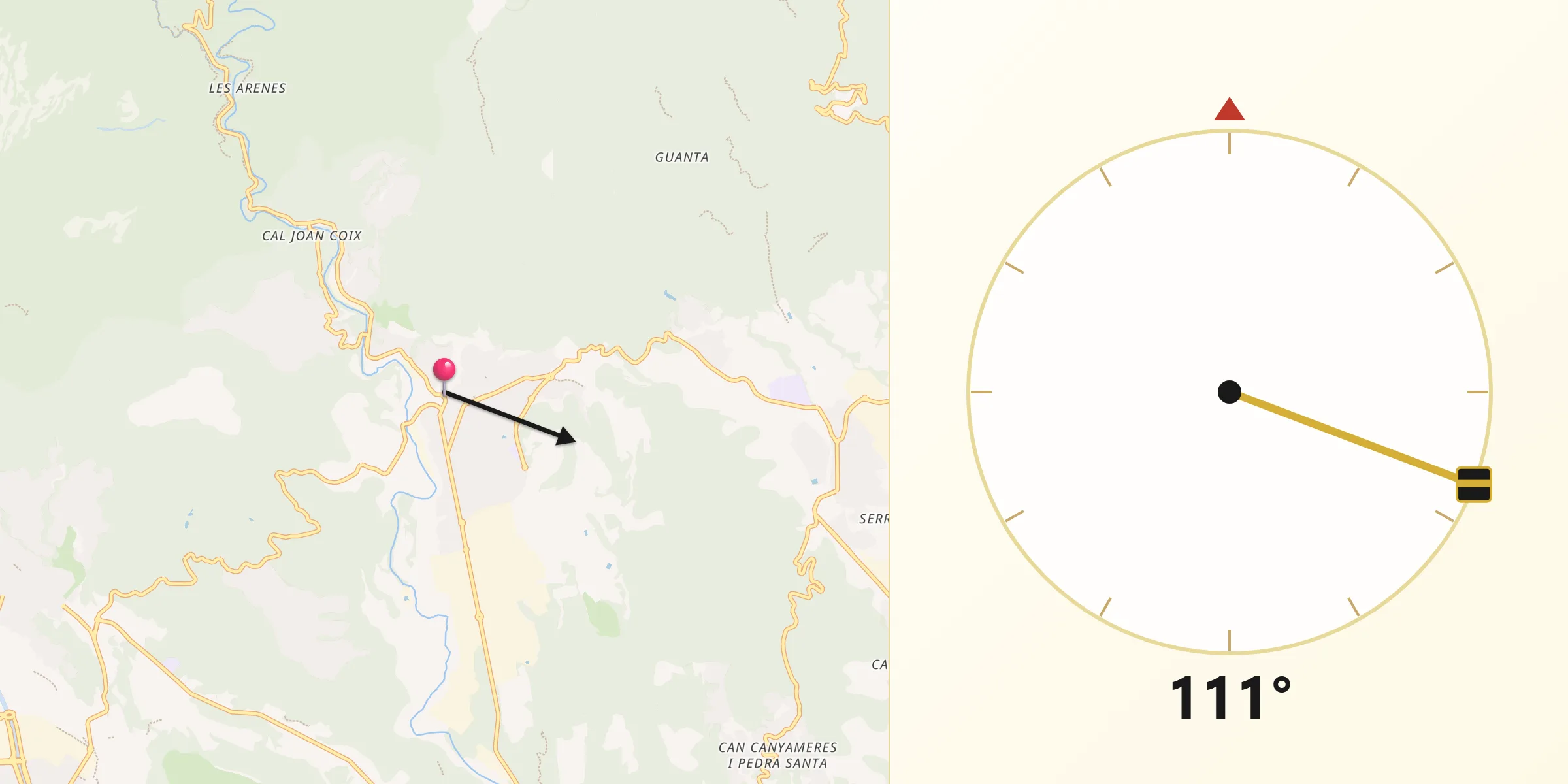 Dirección de la Qibla desde Castellar del Vallès