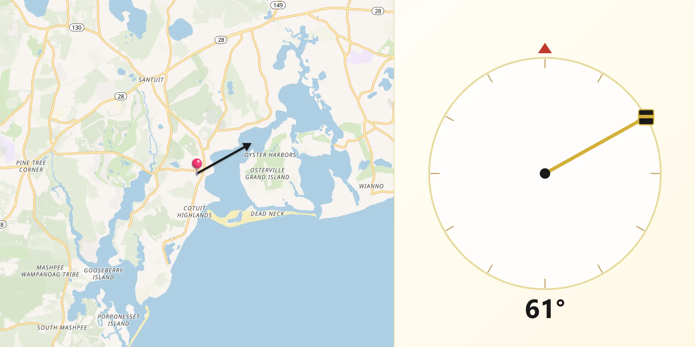 Qibla Direction from Cotuit