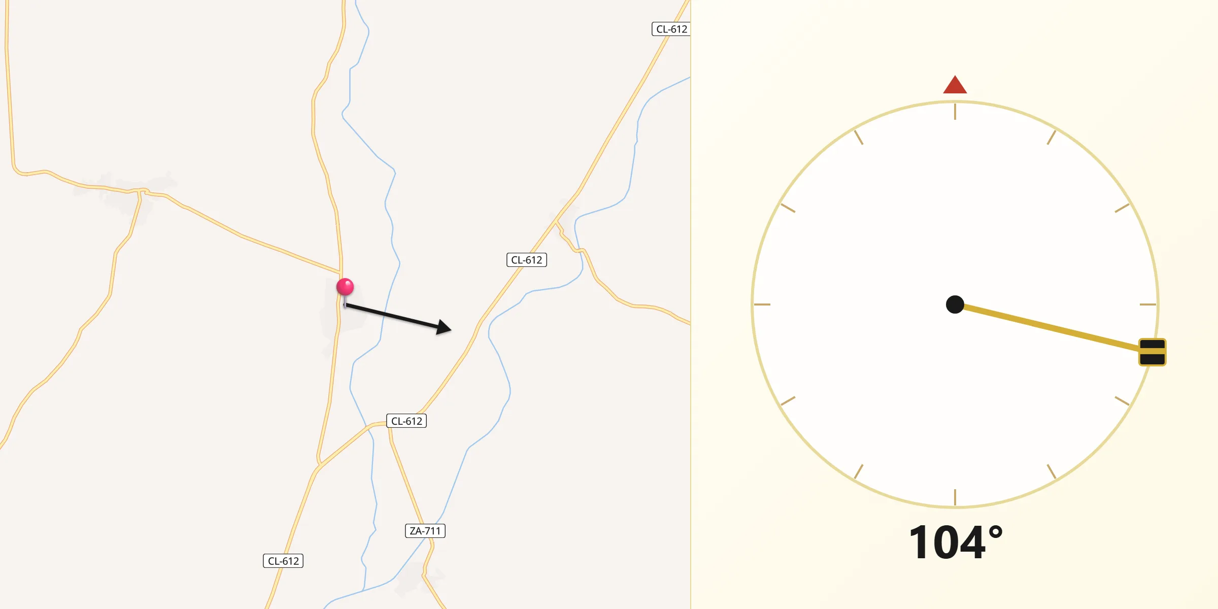 Dirección de la Qibla desde Torres del Carrizal