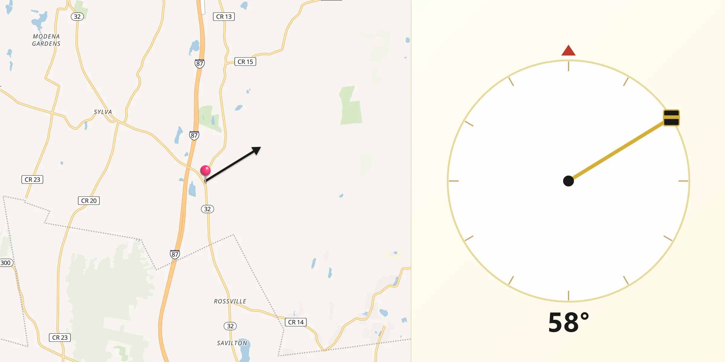 Qibla Direction from Plattekill