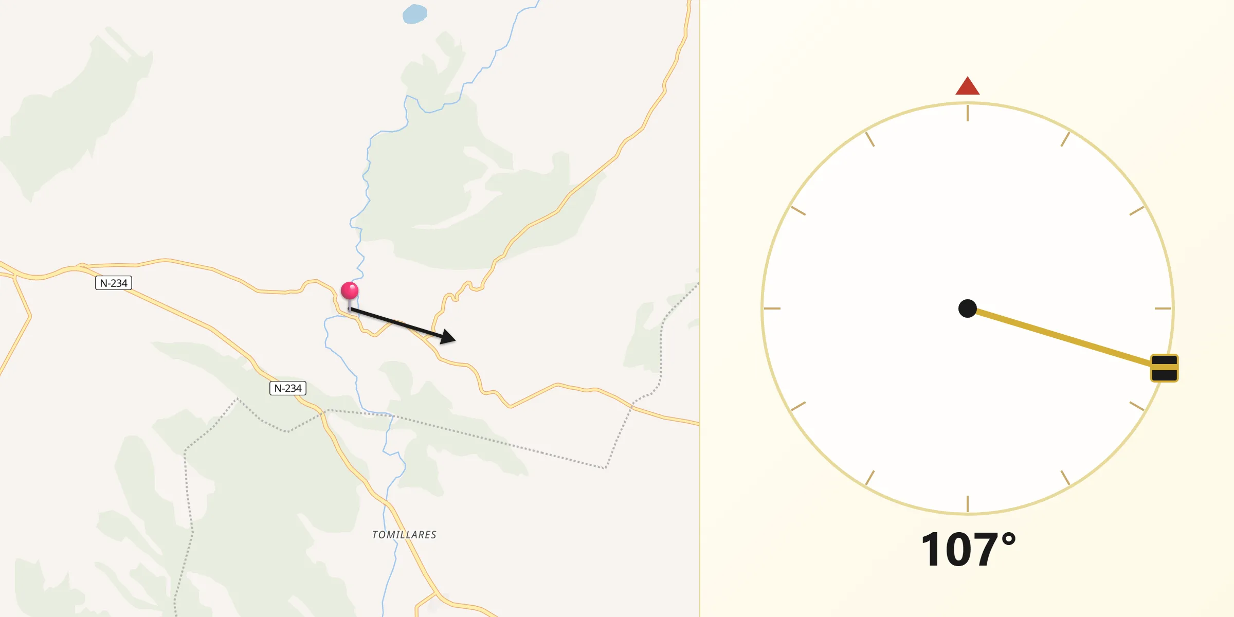 Dirección de la Qibla desde Ciria