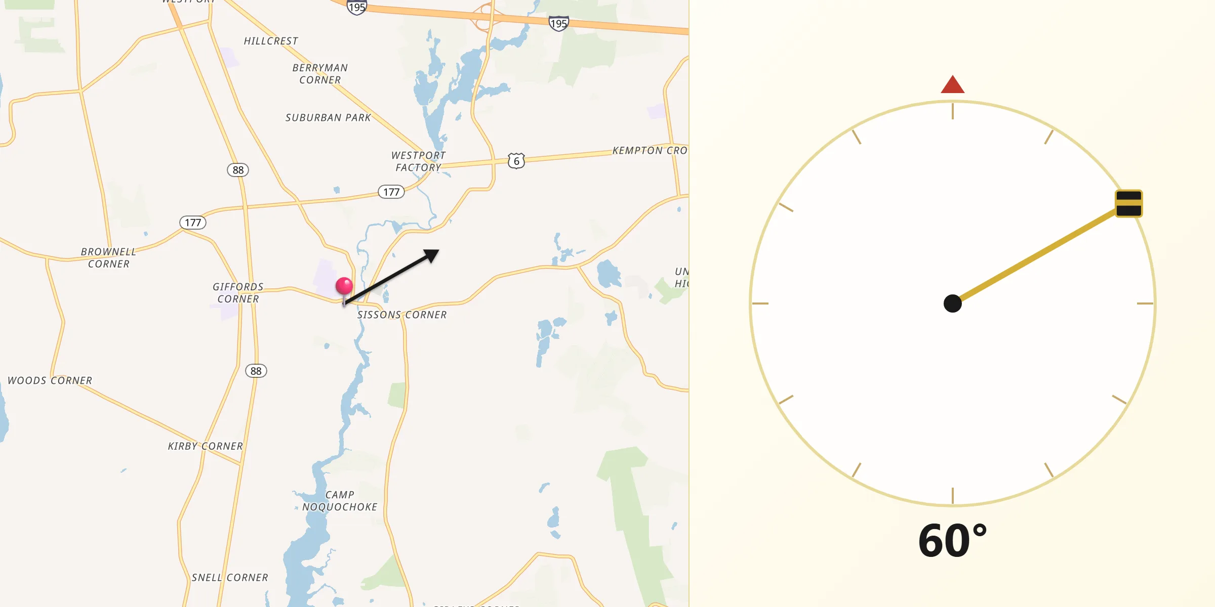 Qibla Direction from Head of Westport