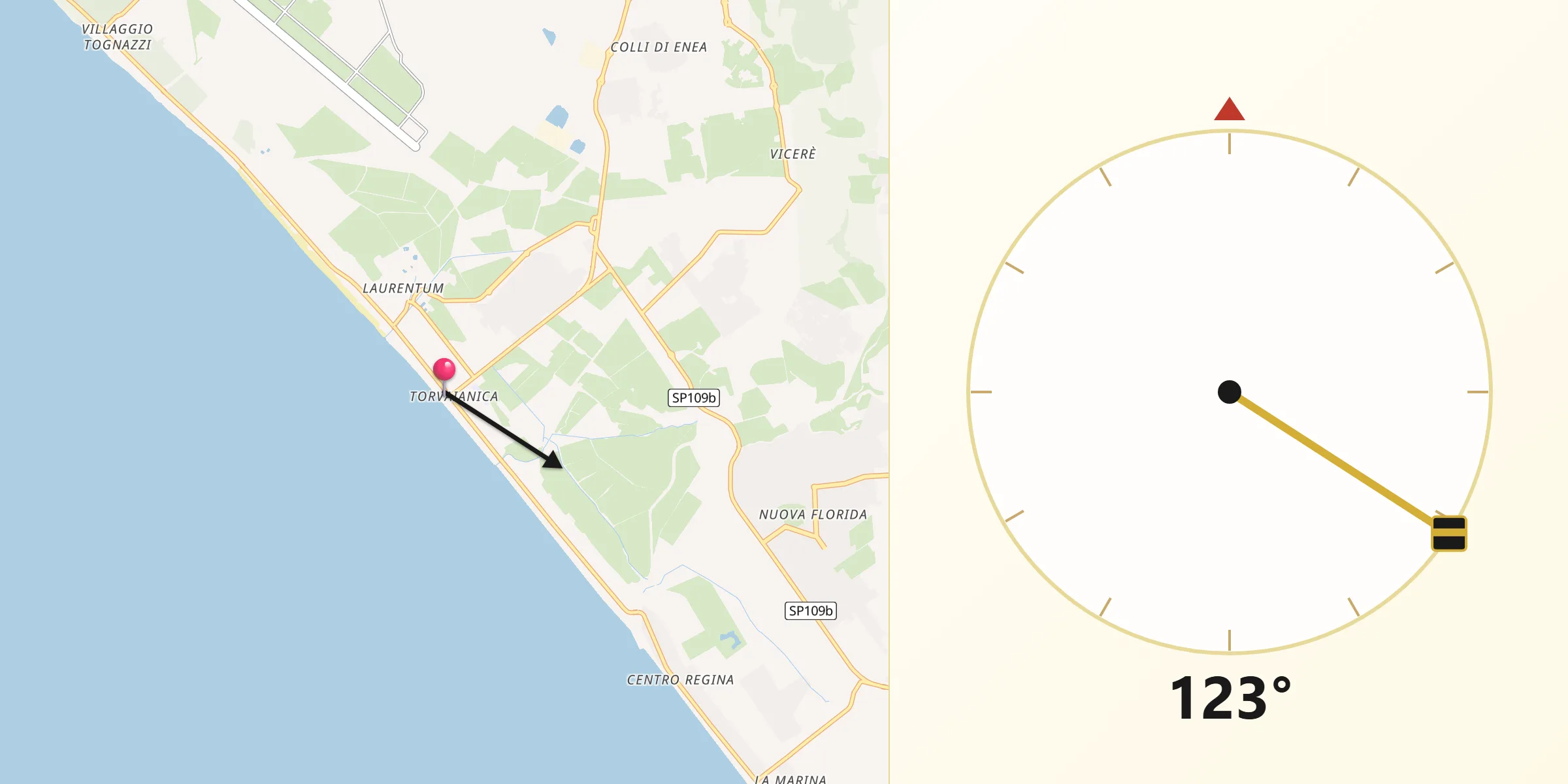 Direzione della Qibla da Torvaianica