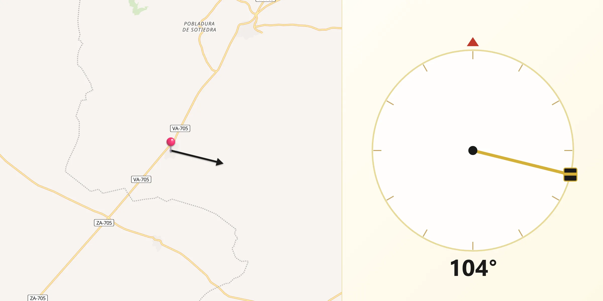 Dirección de la Qibla desde Benafarces