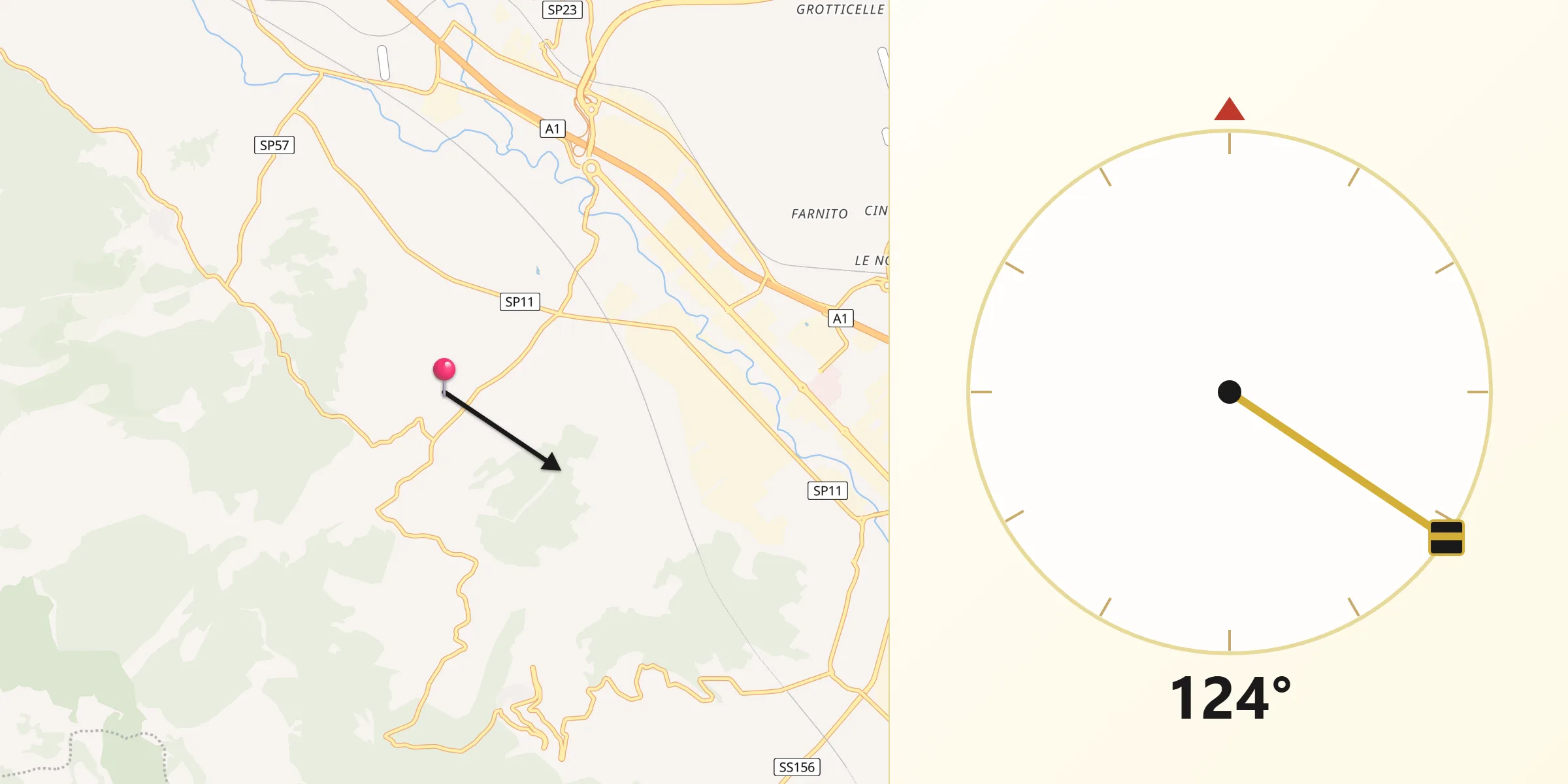 Direzione della Qibla da Supino