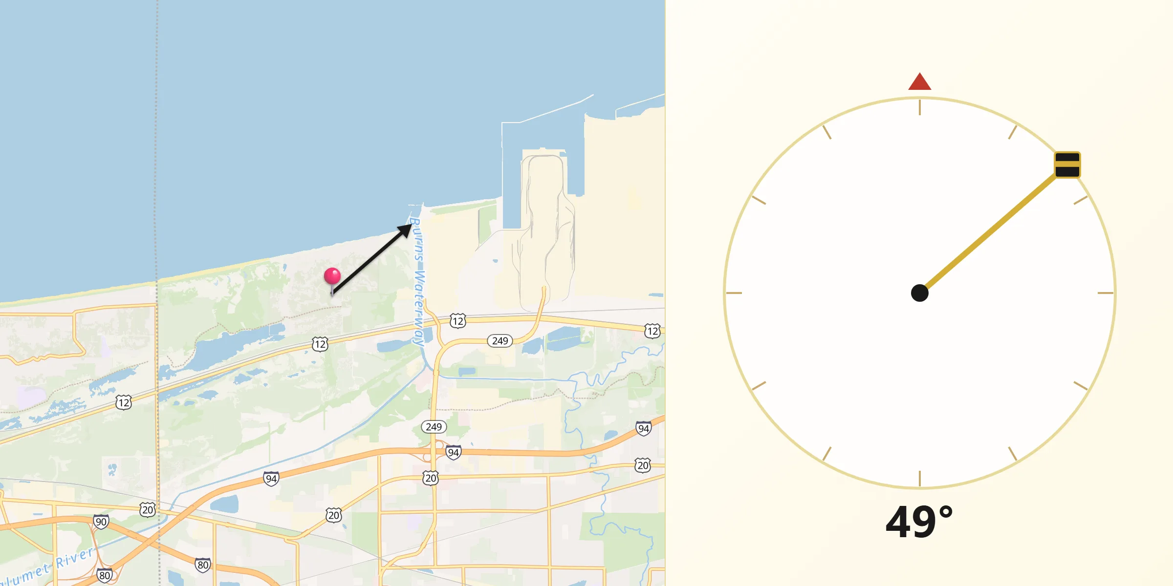 Qibla Direction from Ogden Dunes