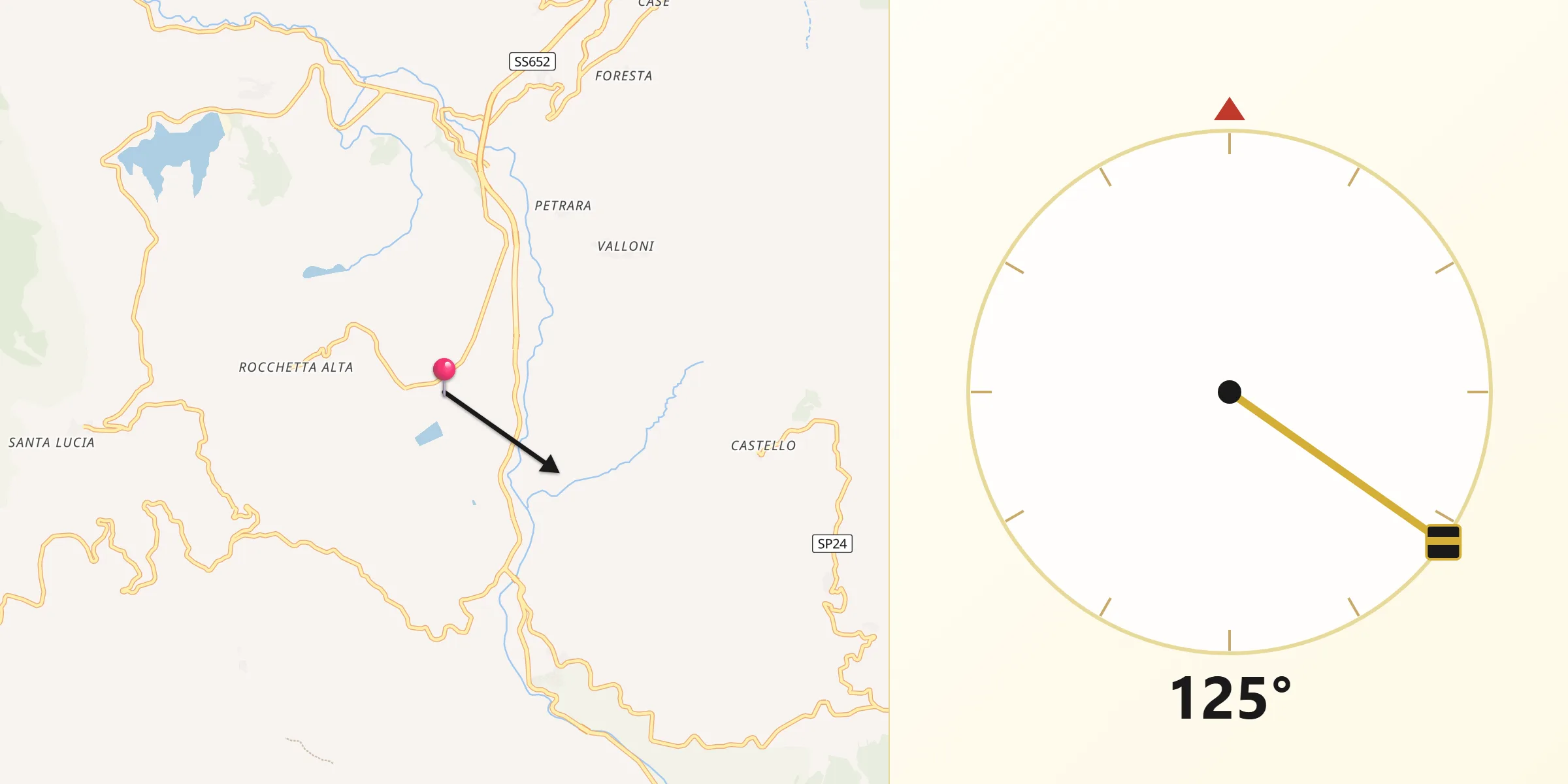 Direzione della Qibla da Rocchetta a Volturno