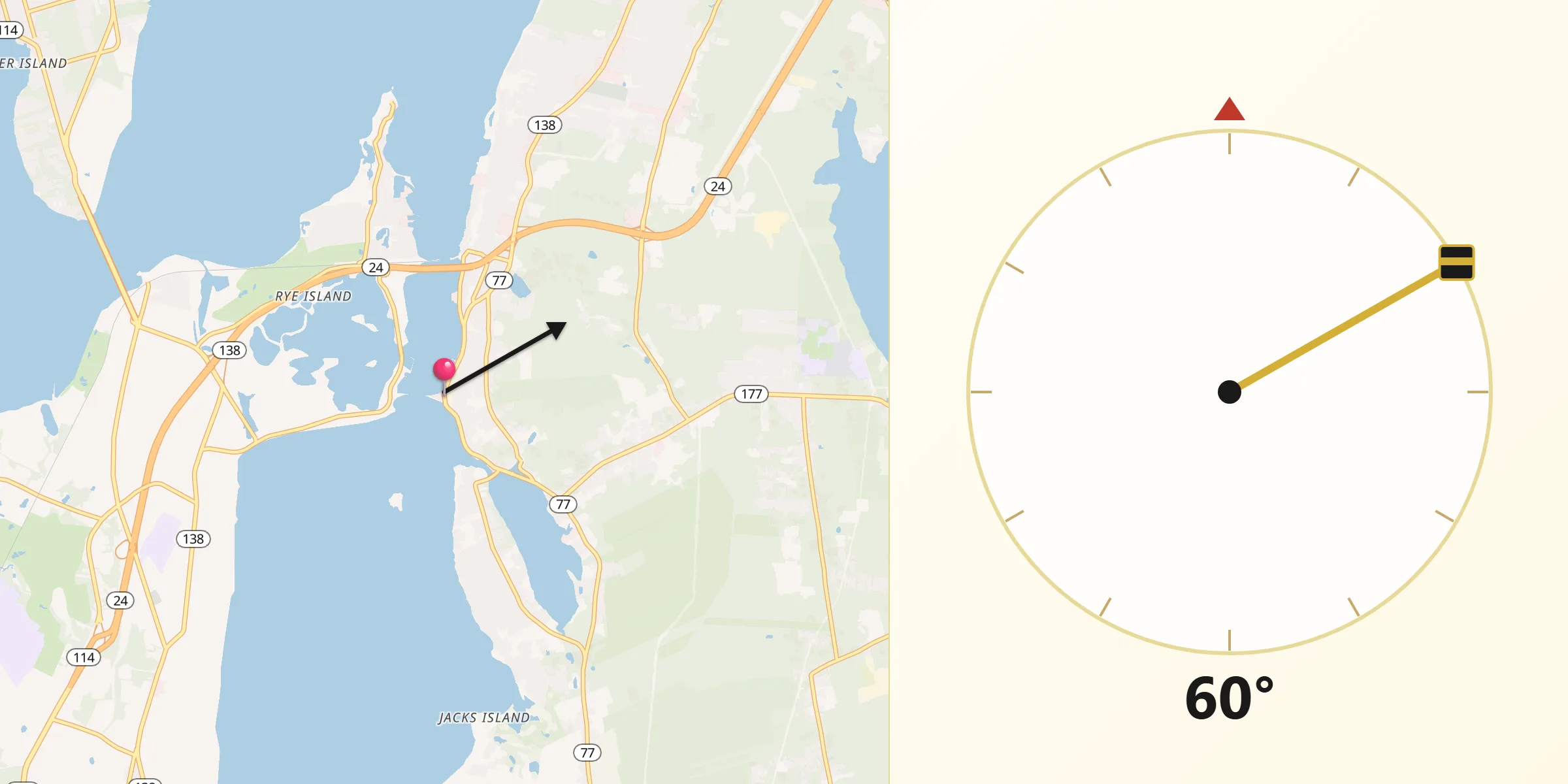 Qibla Direction from Tiverton