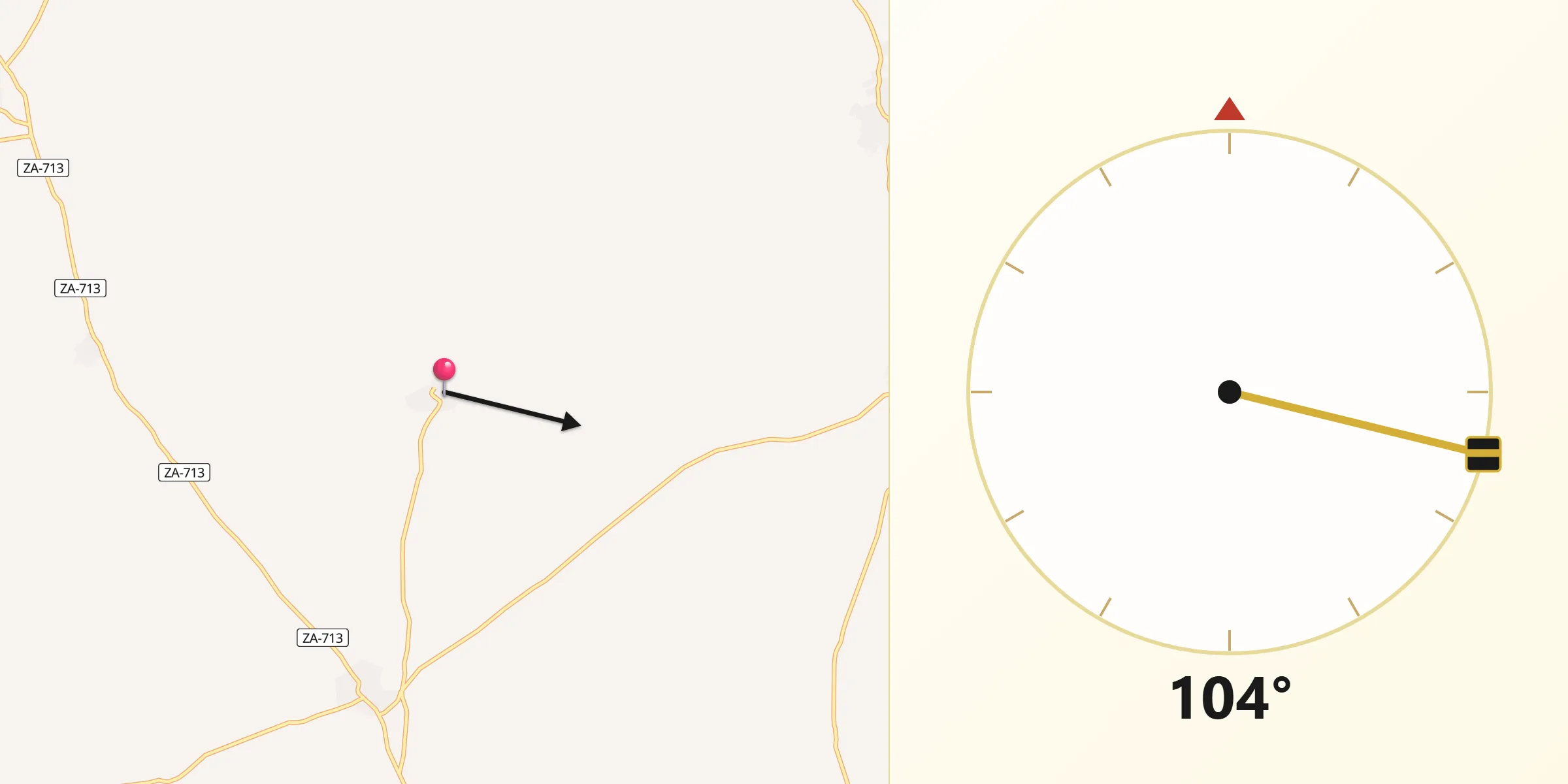 Dirección de la Qibla desde Abezames