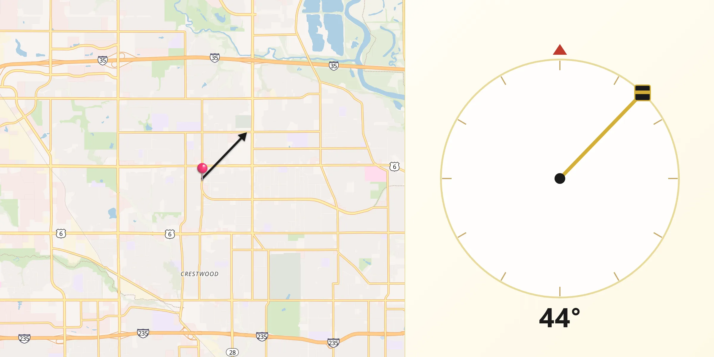 Qibla Direction from Urbandale