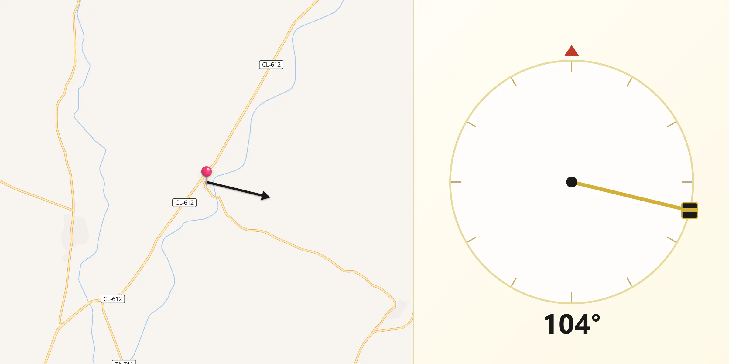 Dirección de la Qibla desde Benegiles