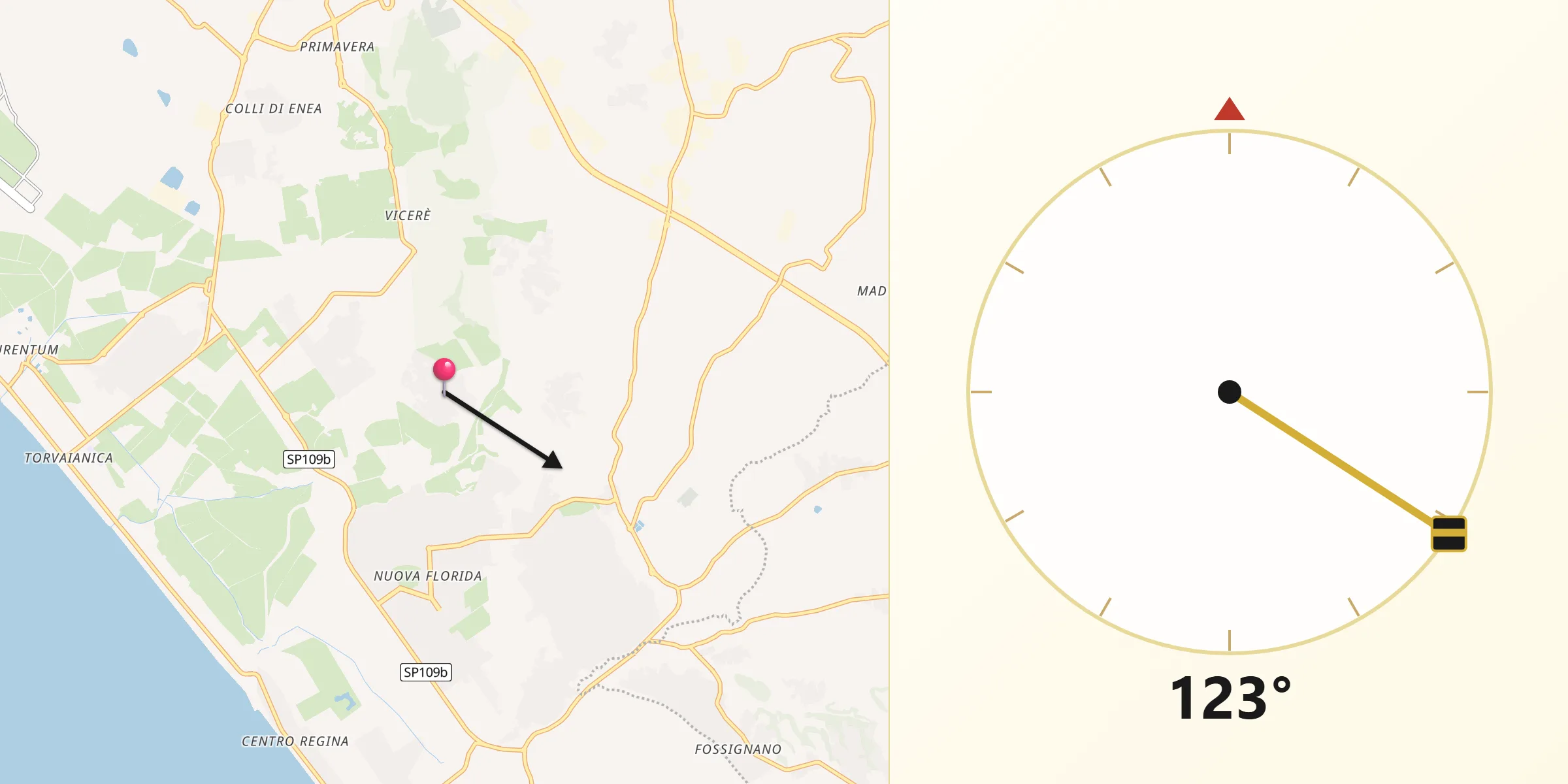 Direzione della Qibla da Campo Jemini