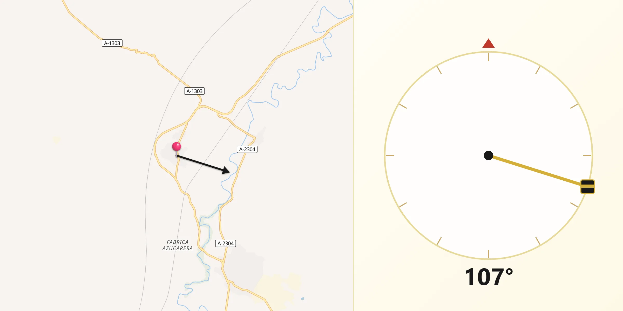 Dirección de la Qibla desde Lumpiaque