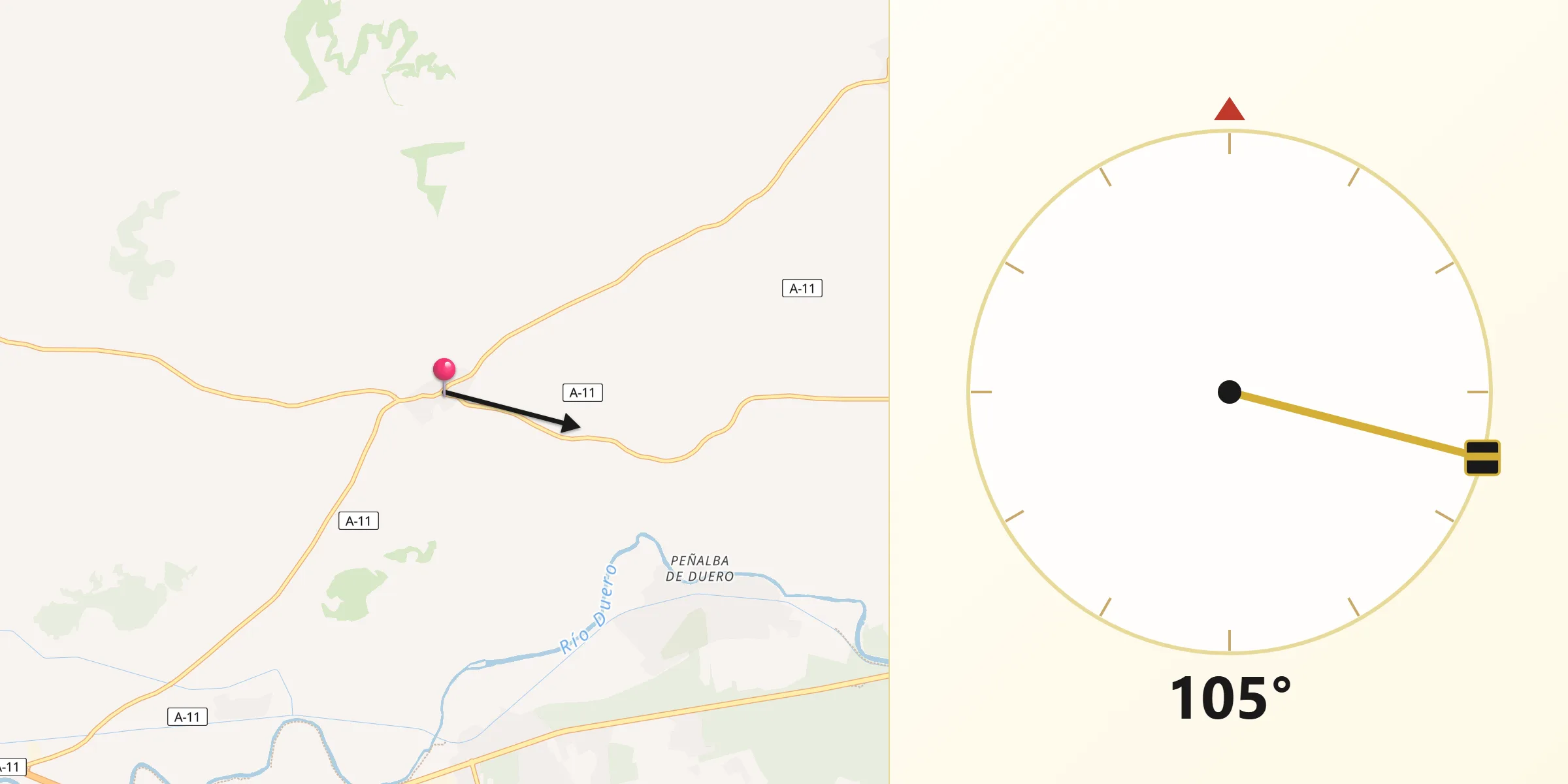 Dirección de la Qibla desde Villabáñez
