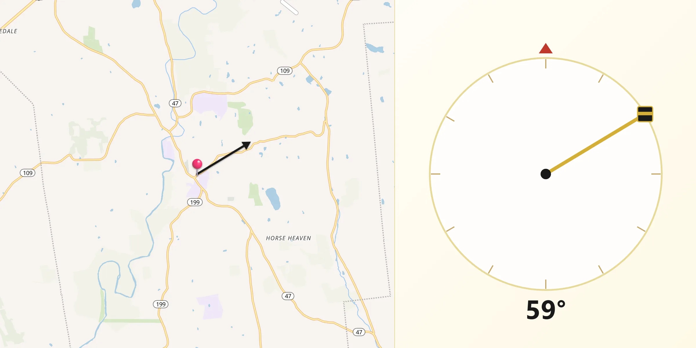 Qibla Direction from Washington