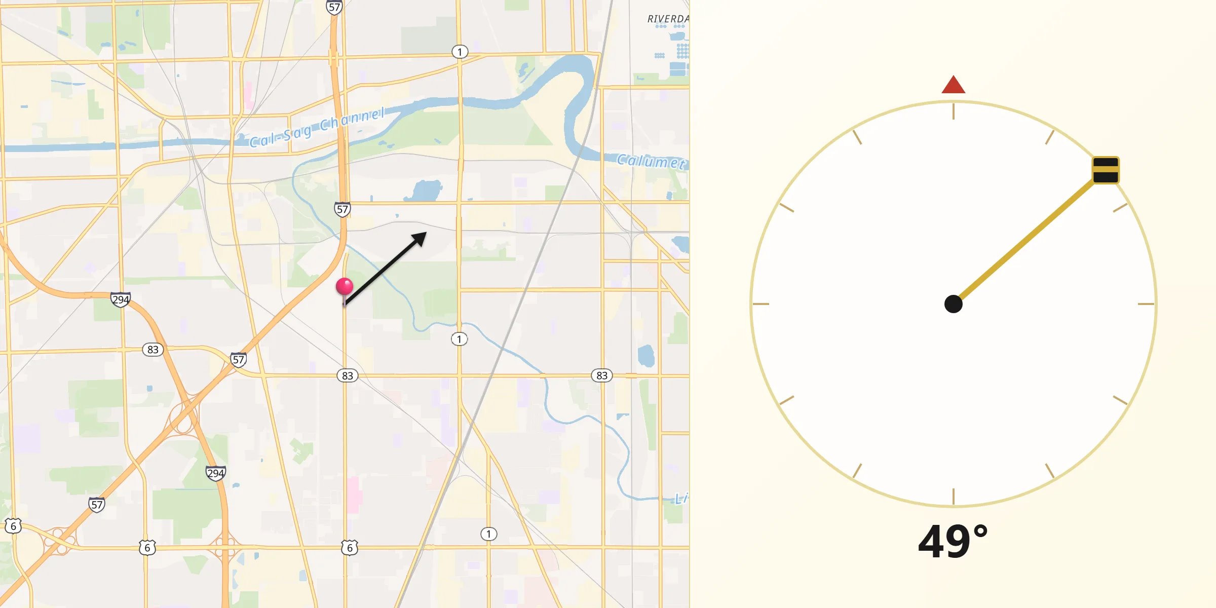 Qibla Direction from Dixmoor