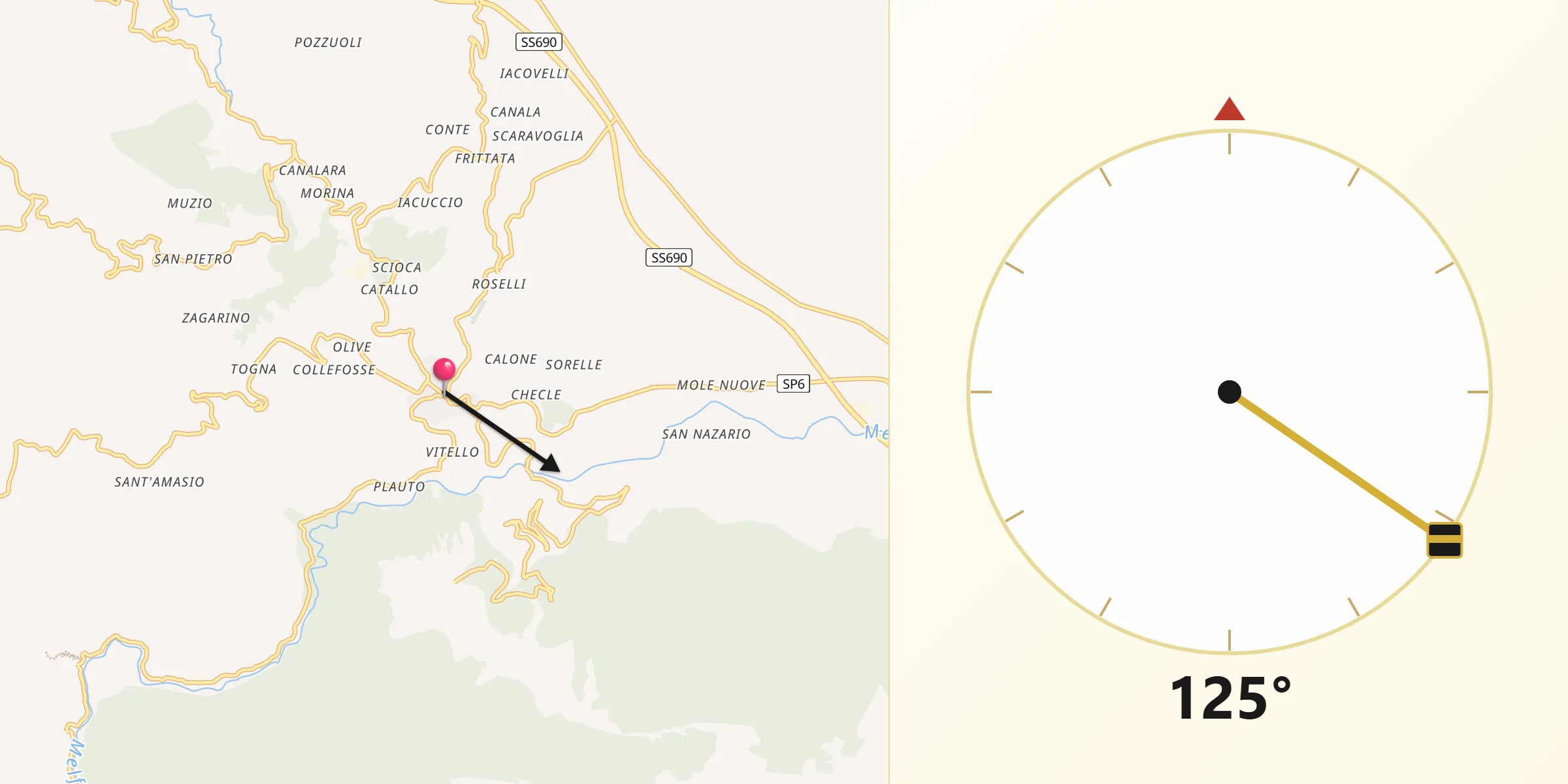 Direzione della Qibla da Casalvieri