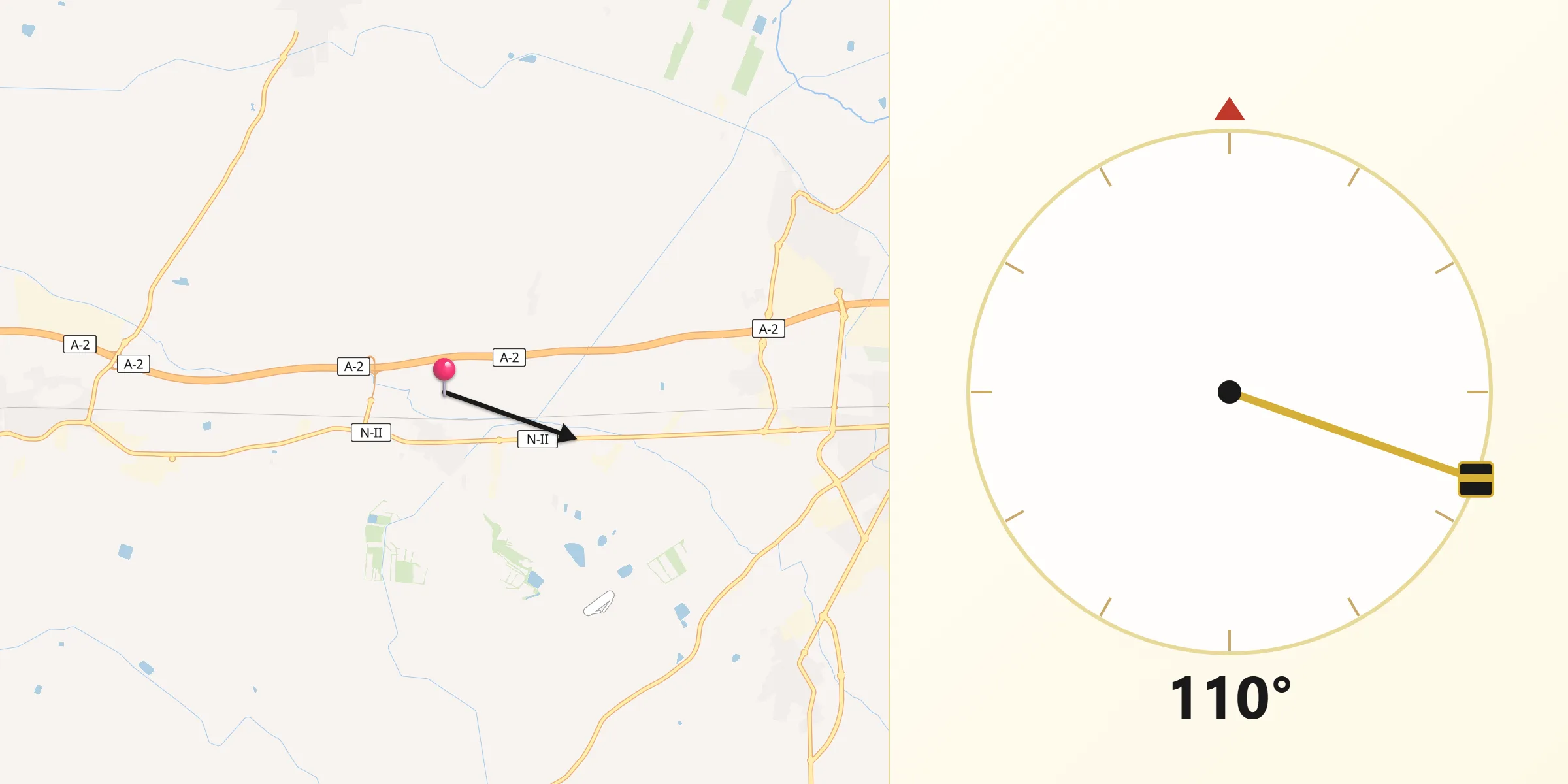 Dirección de la Qibla desde Sidamon