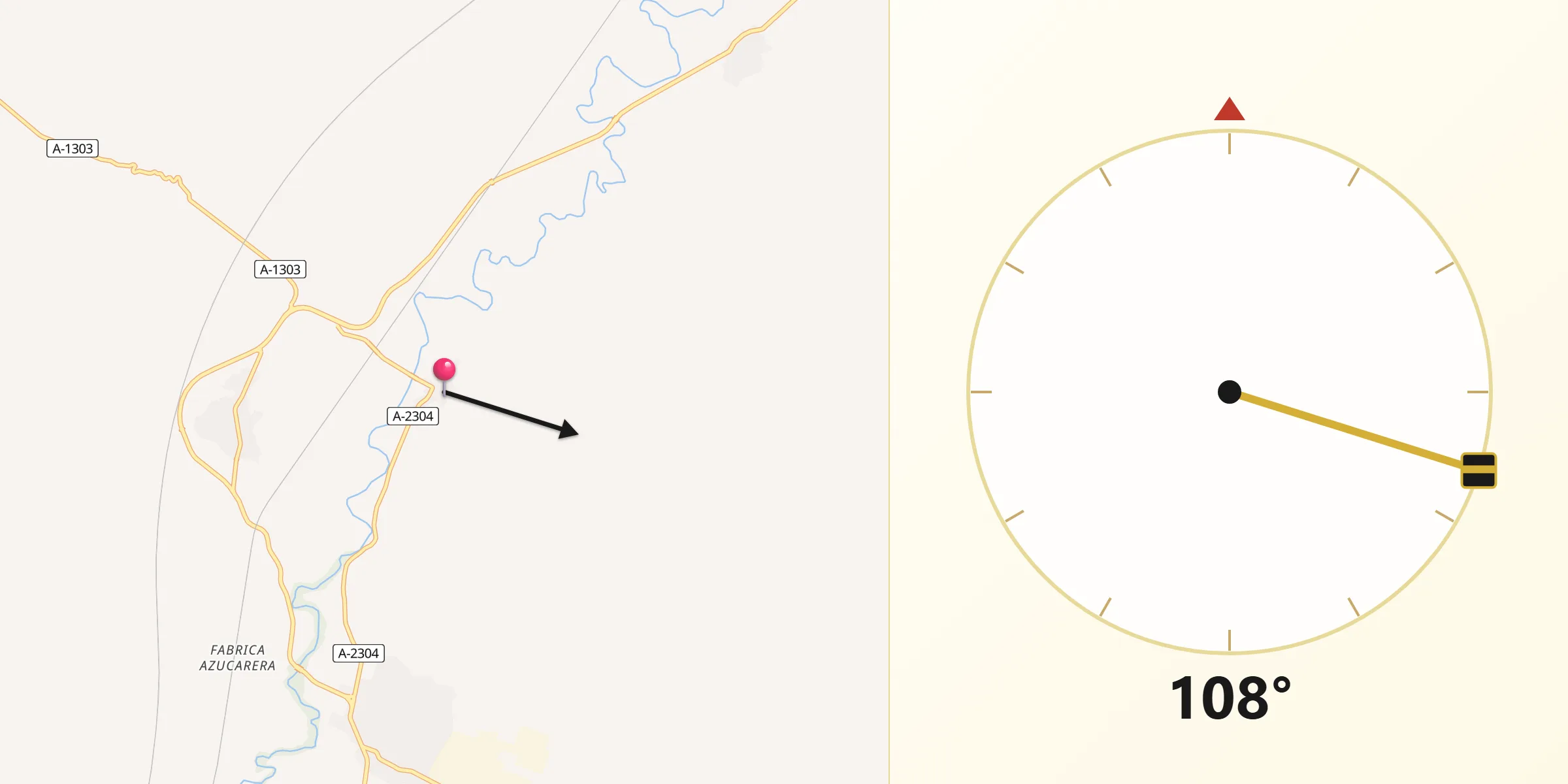 Dirección de la Qibla desde Rueda de Jalón