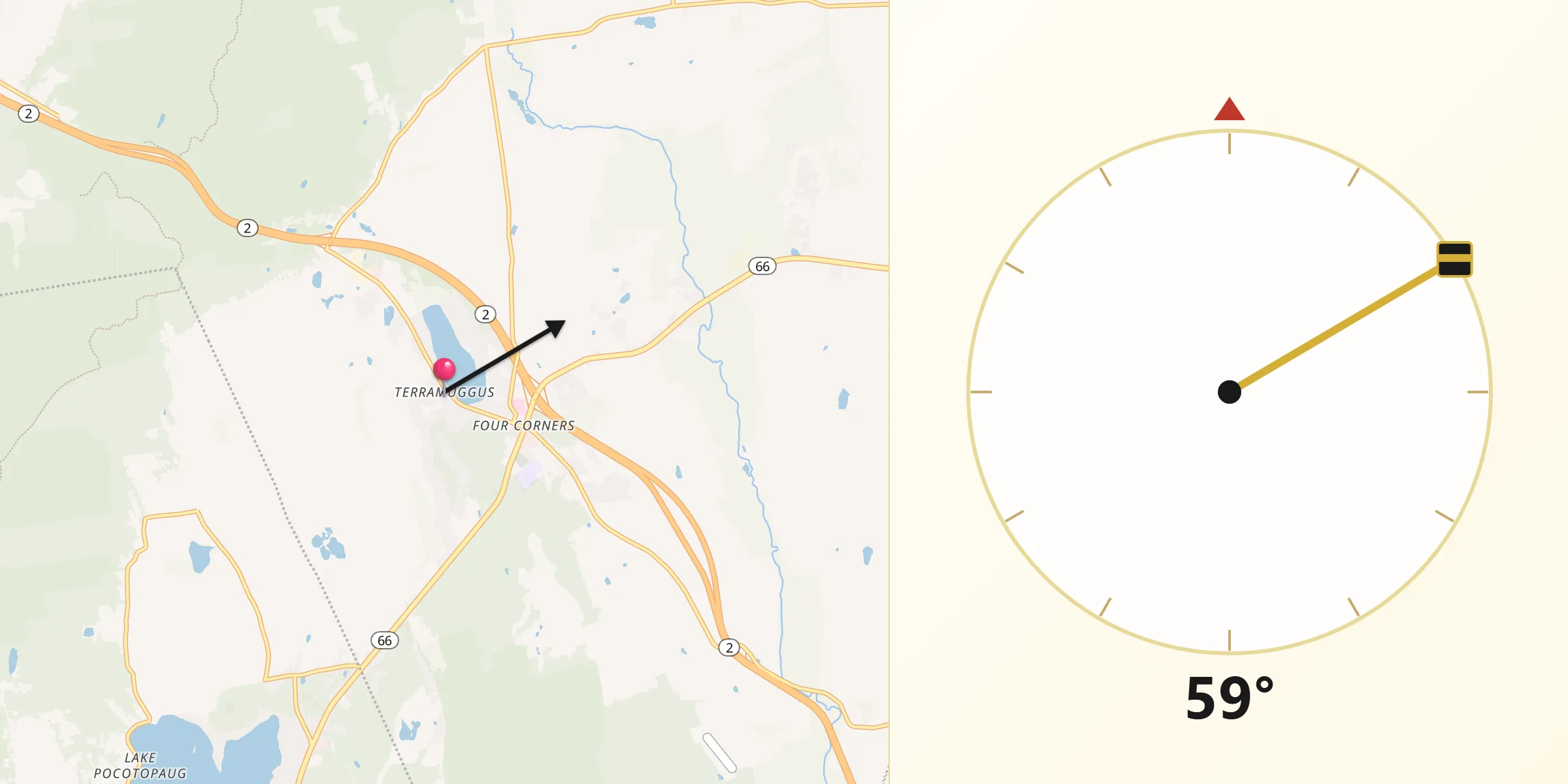 Qibla Direction from Terramuggus