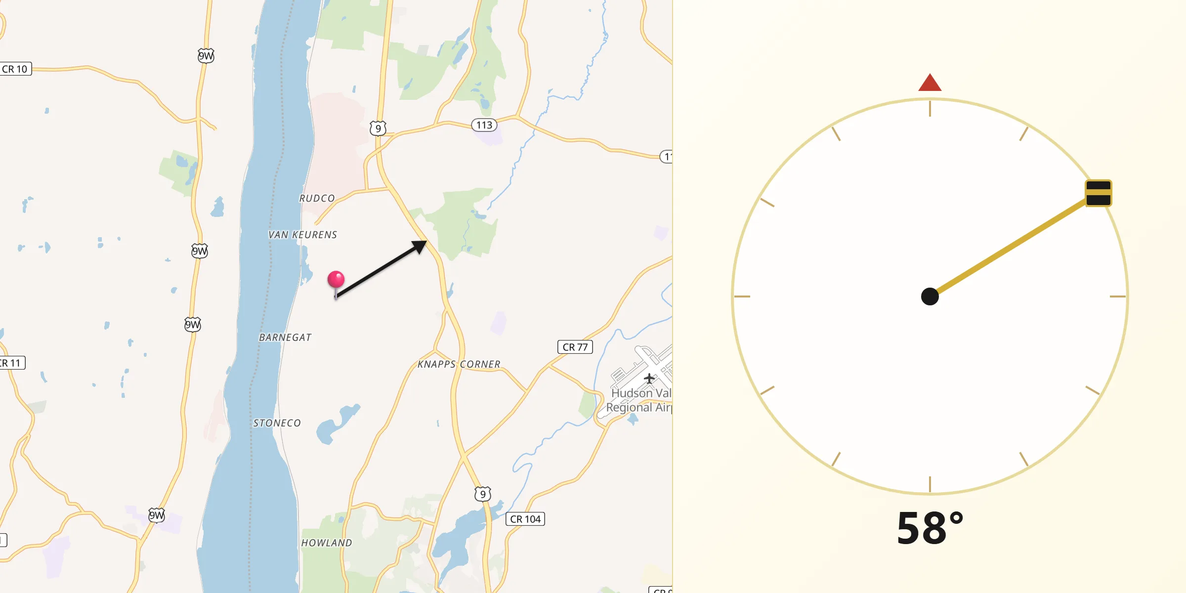 Qibla Direction from Crown Heights