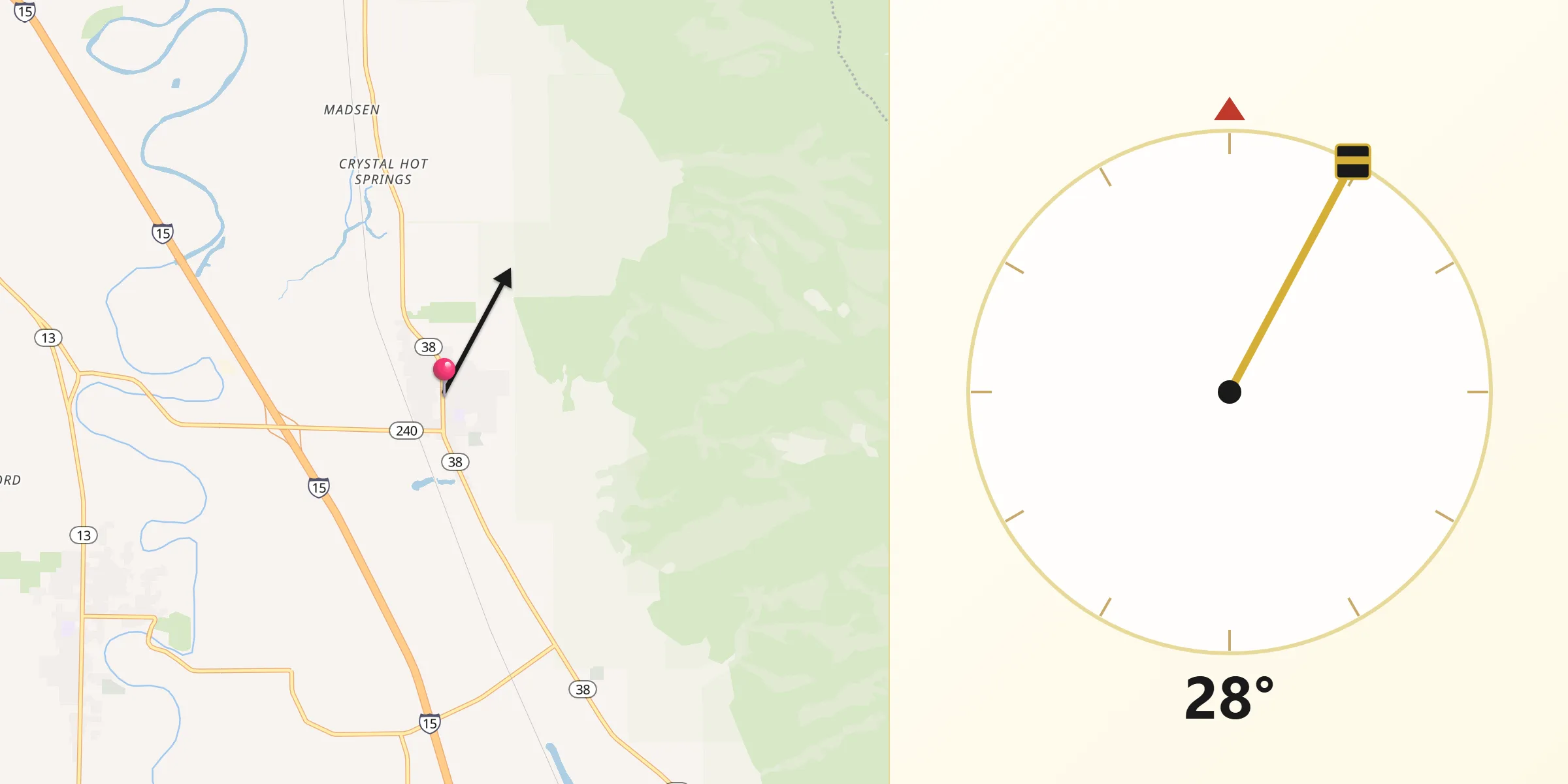 Qibla Direction from Honeyville
