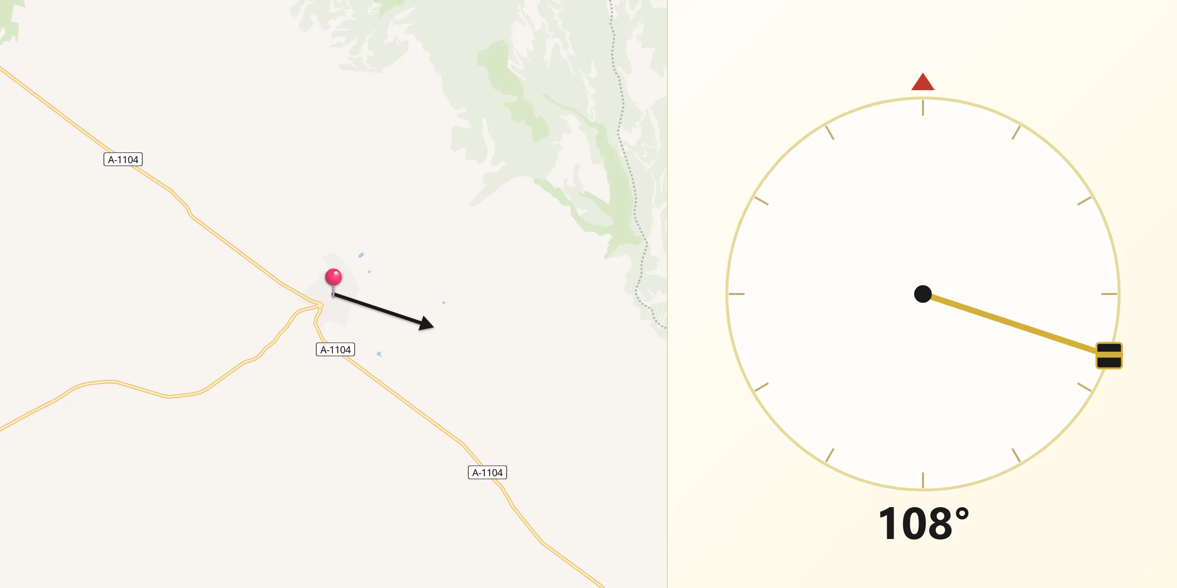 Dirección de la Qibla desde Monegrillo