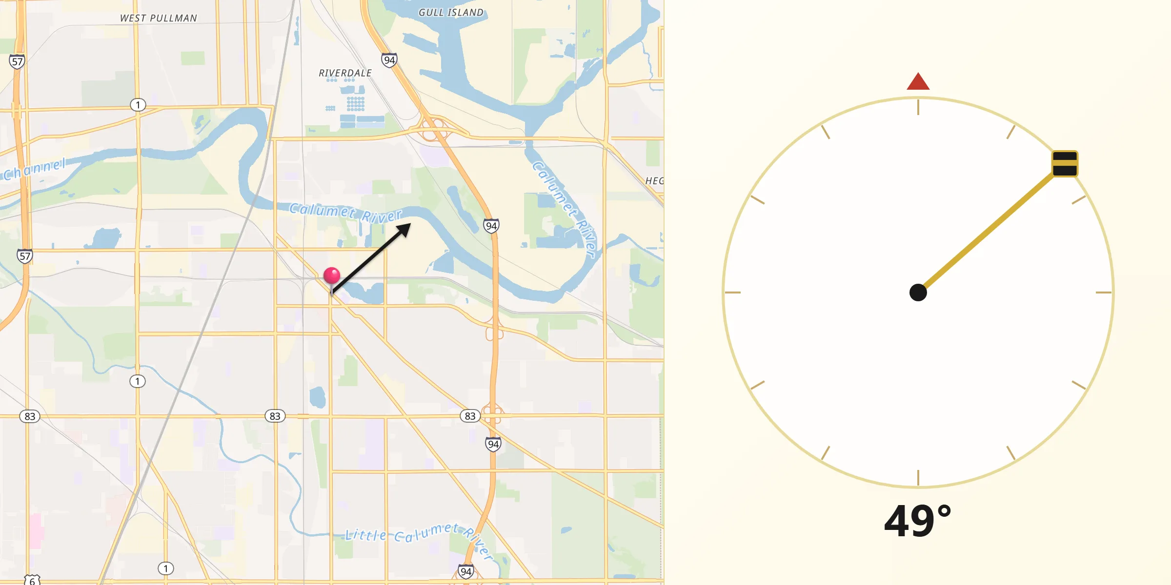 Qibla Direction from Dolton