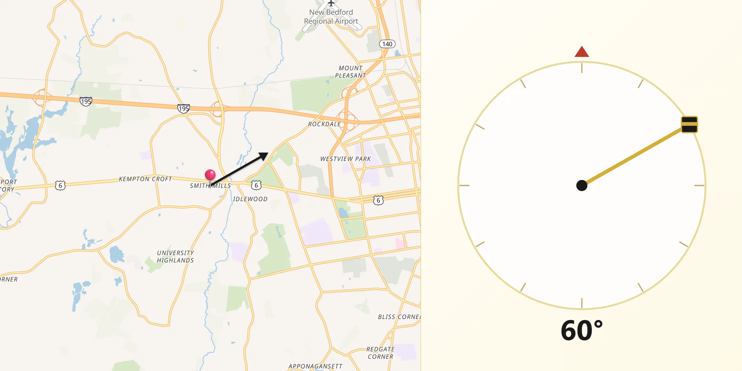 Qibla Direction from Smith Mills