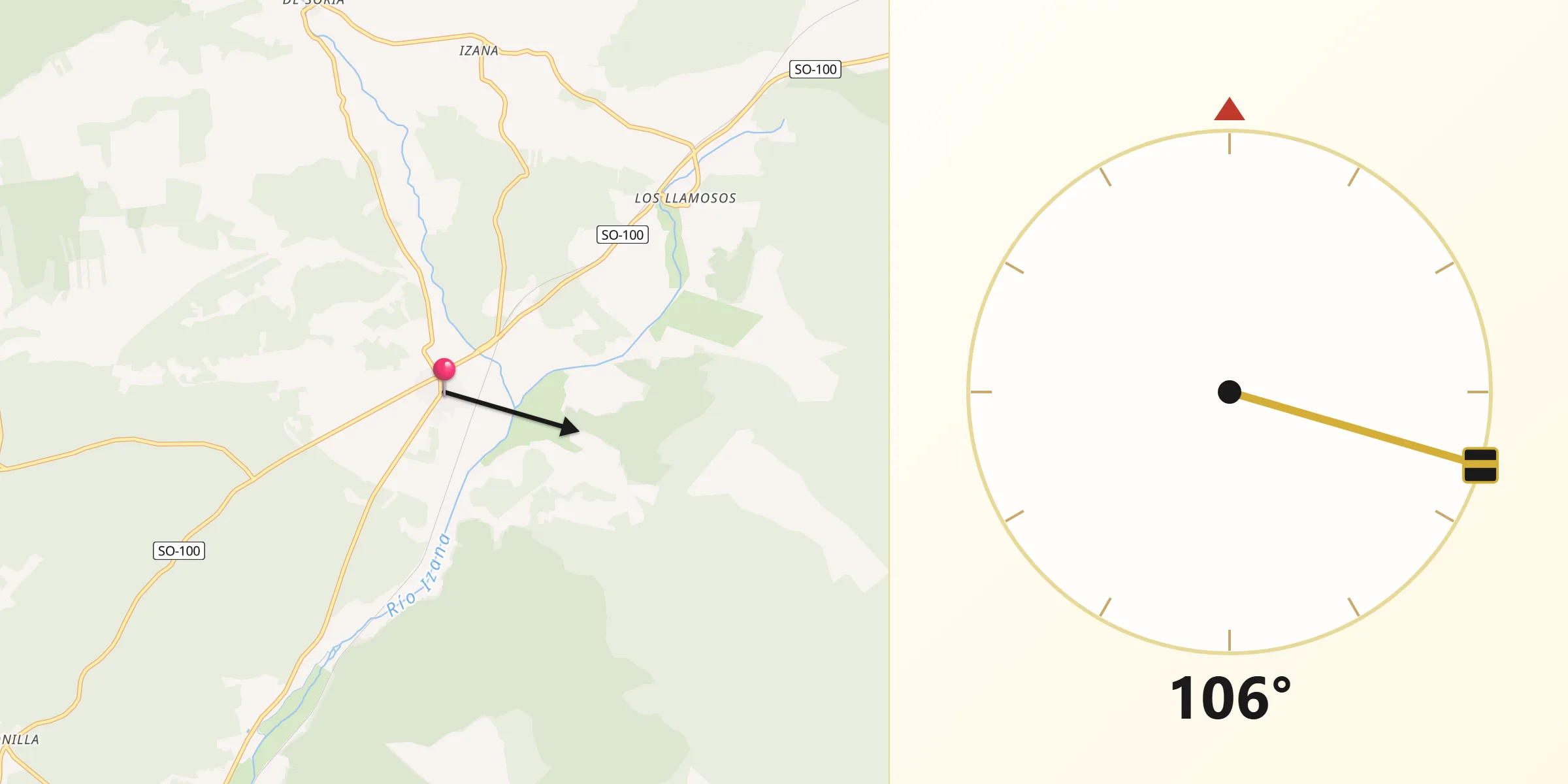 Dirección de la Qibla desde Quintana Redonda