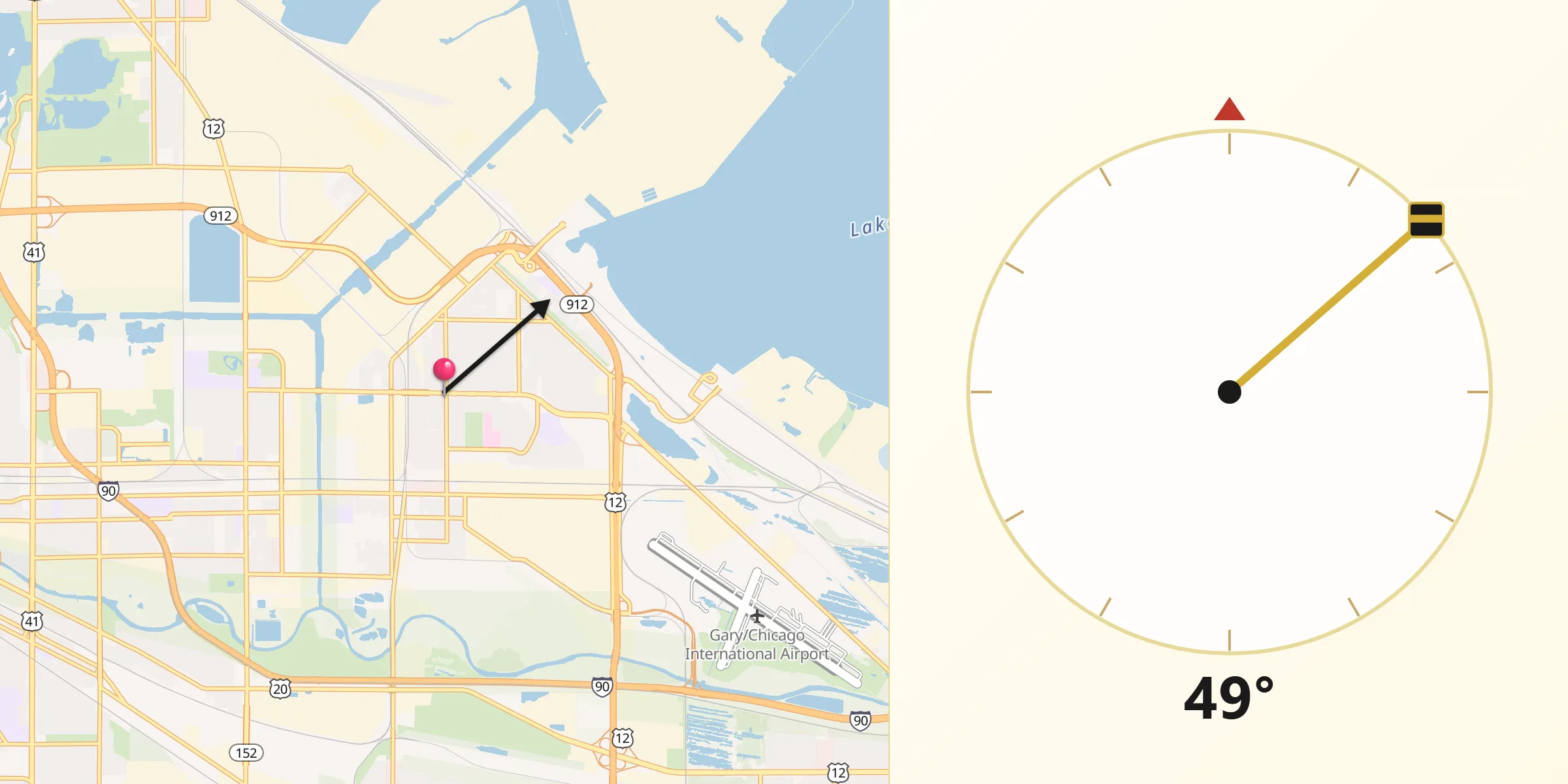 Qibla Direction from East Chicago