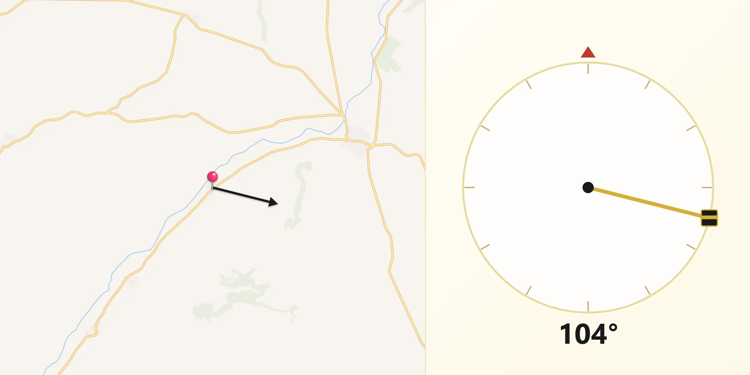 Dirección de la Qibla desde Villasexmir