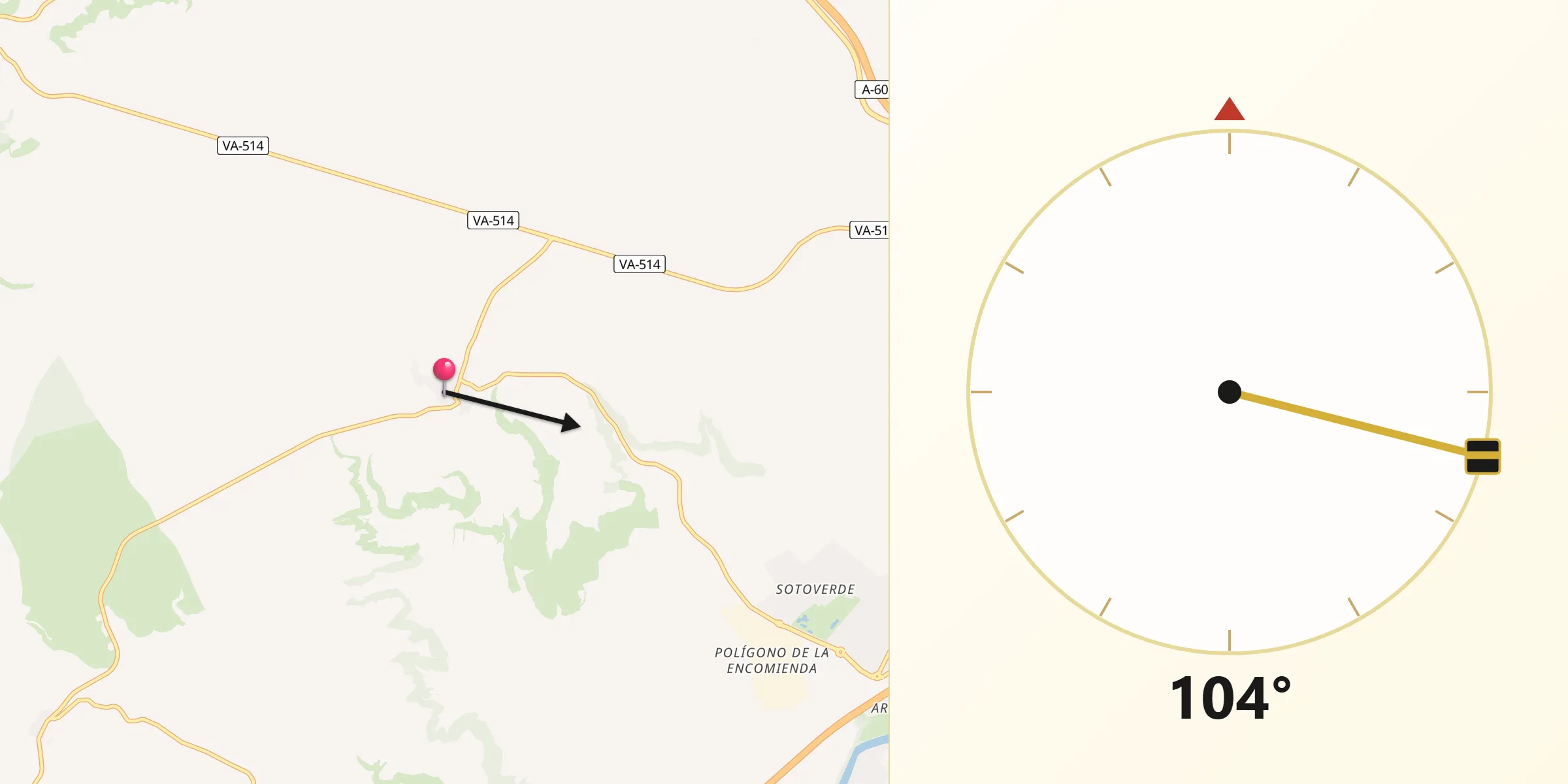 Dirección de la Qibla desde Ciguñuela
