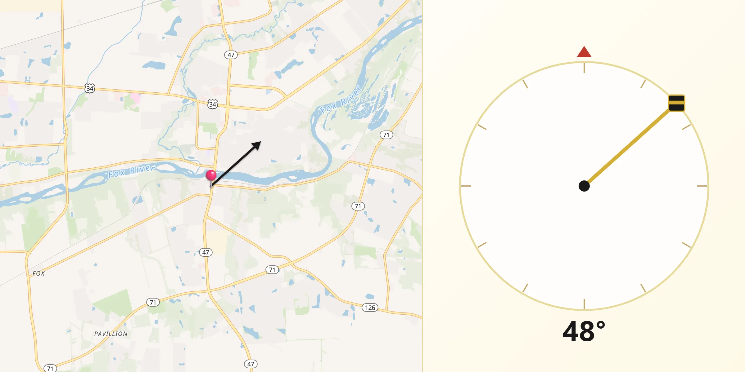 Qibla Direction from Yorkville