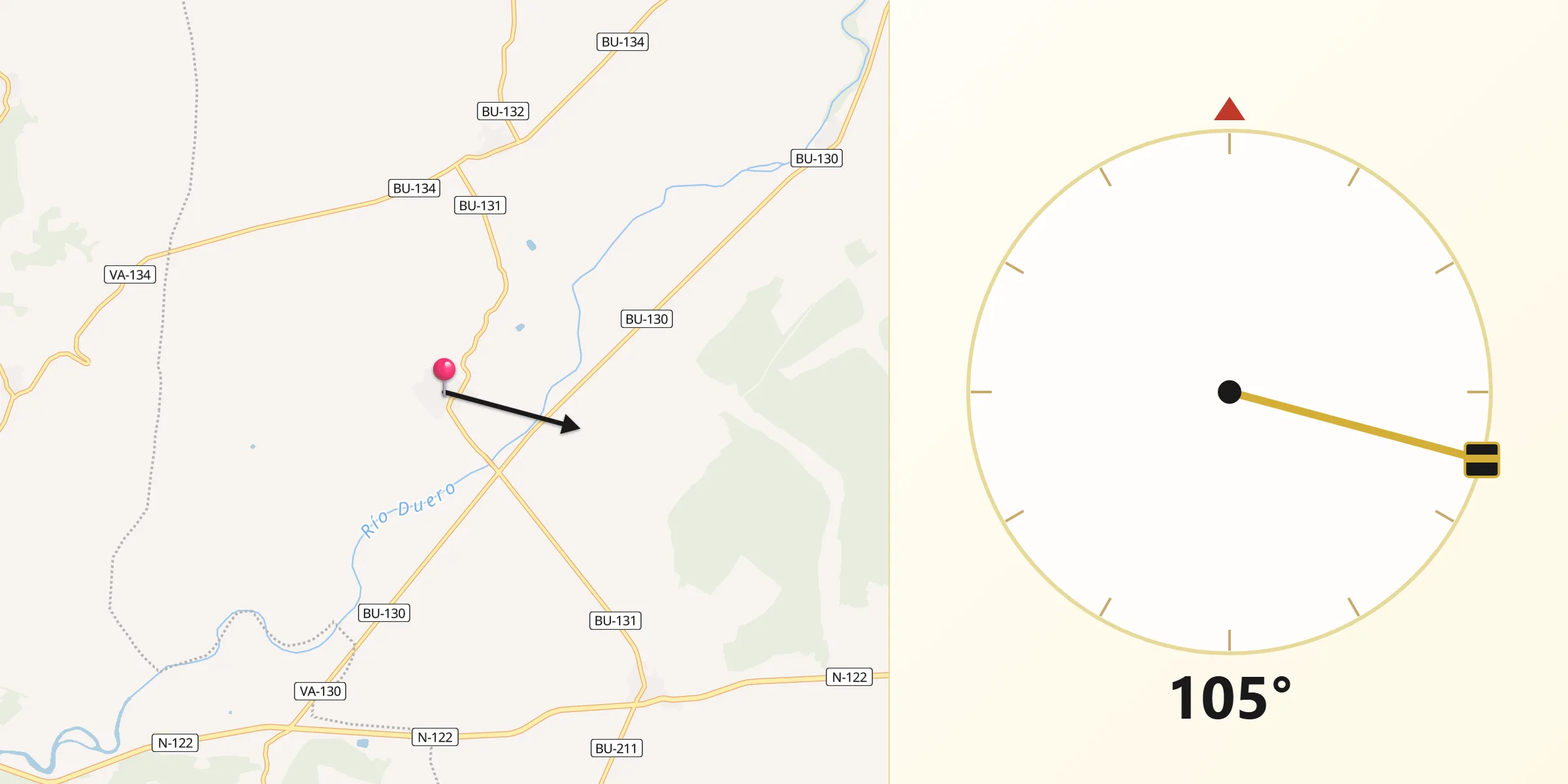 Dirección de la Qibla desde San Martín de Rubiales