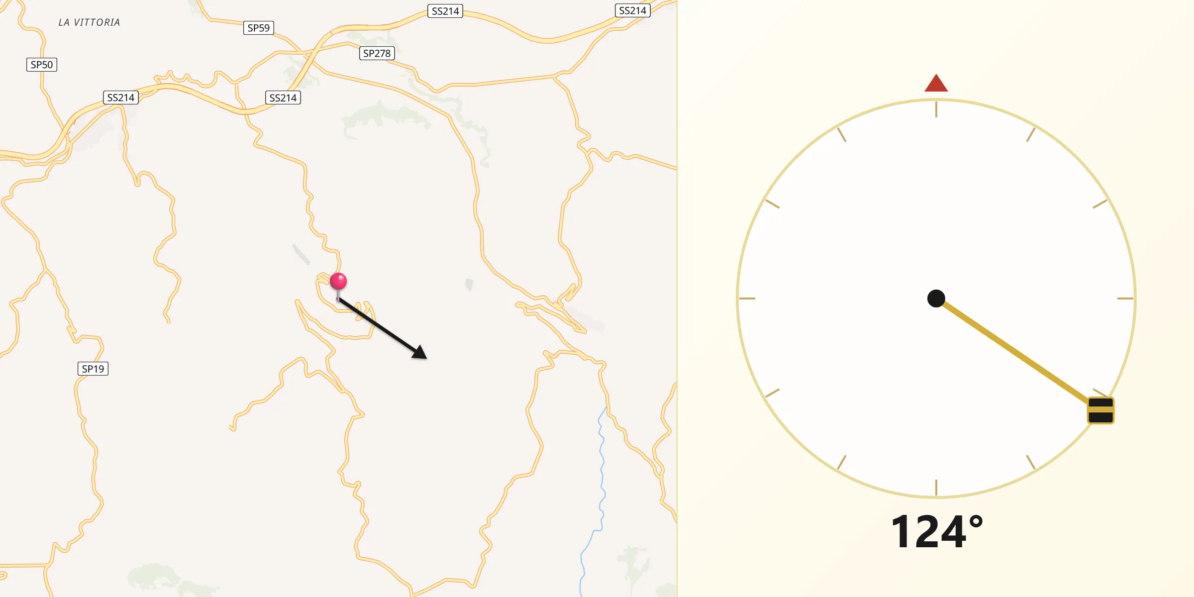 Direzione della Qibla da Boville Ernica
