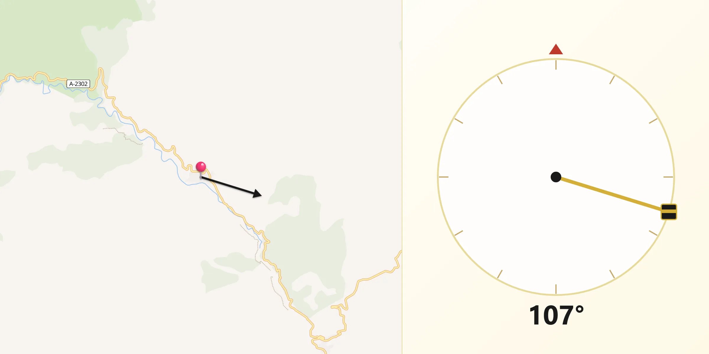 Dirección de la Qibla desde Trasobares