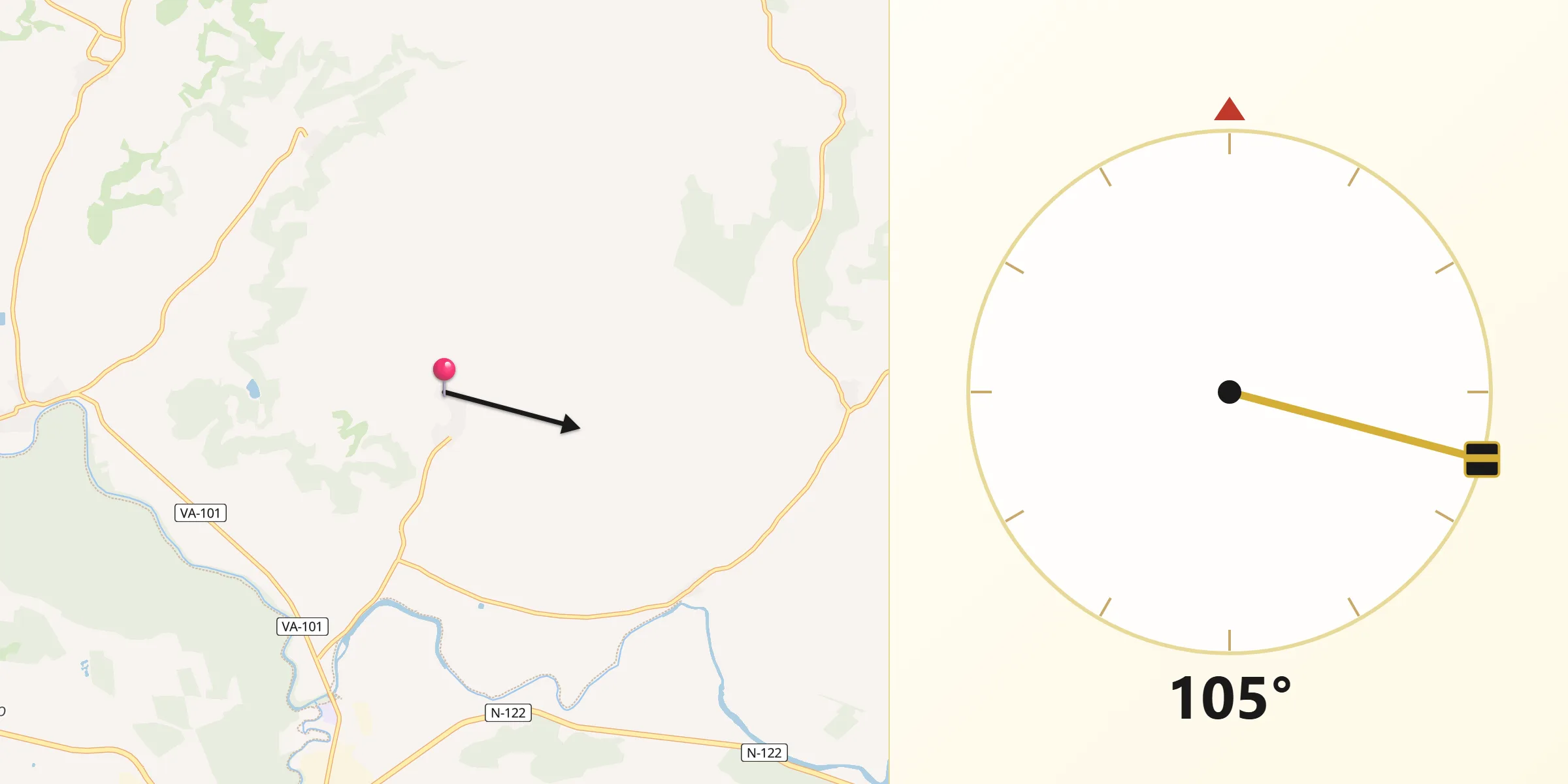 Dirección de la Qibla desde Curiel de Duero