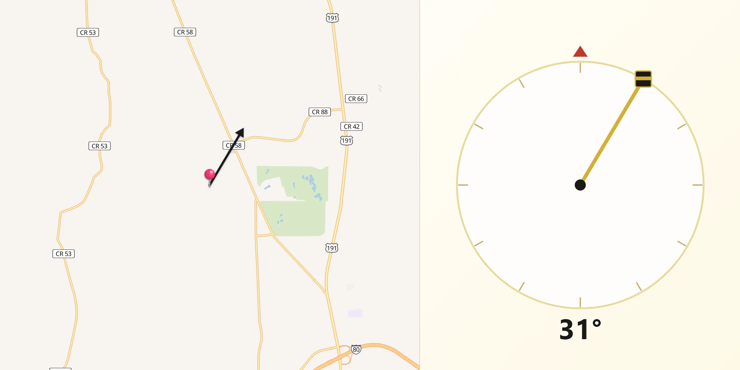 Qibla Direction from North Rock Springs