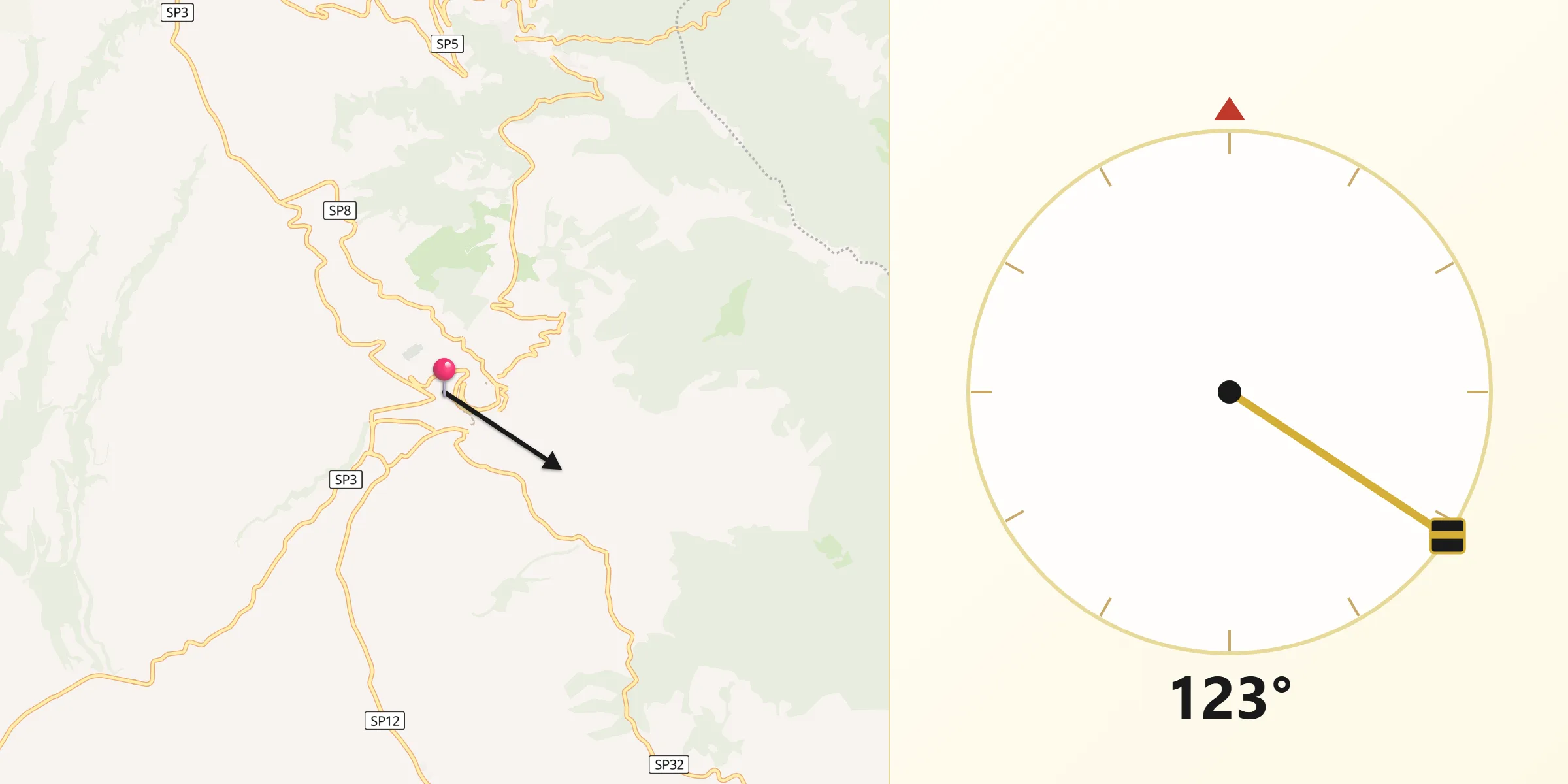 Direzione della Qibla da Cori