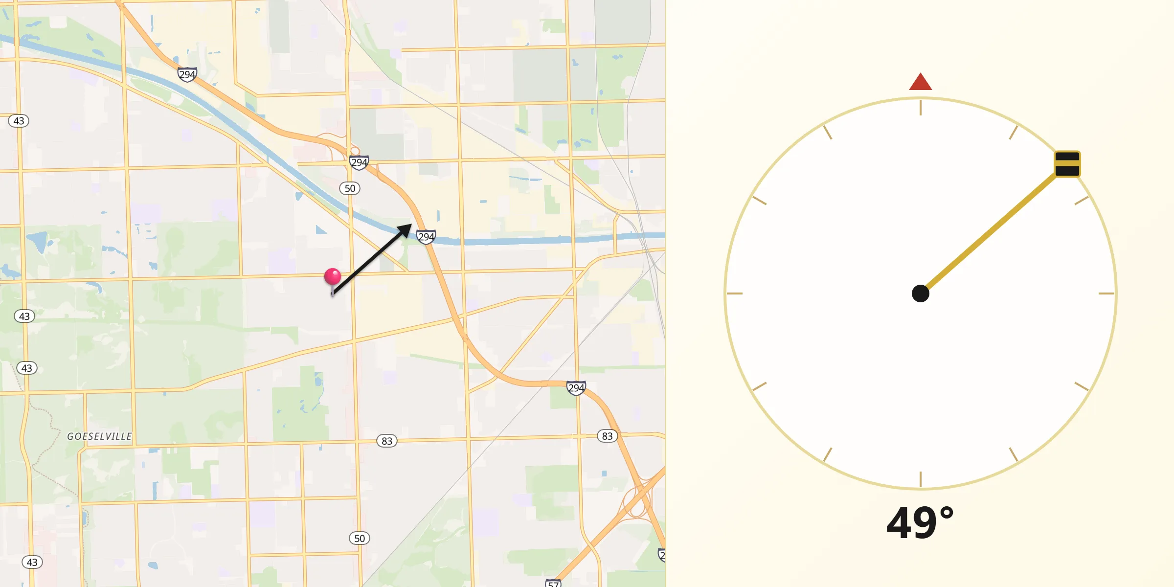 Qibla Direction from Crestwood